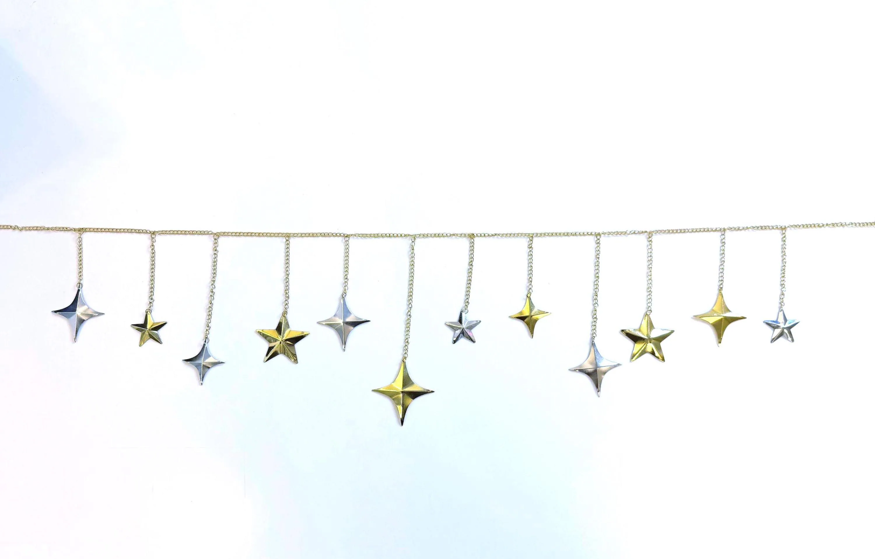 Gold Hammered Metal North Star Garland sparkles metal, lunar, chakra, nature lover, astronomy, moon, holiday decor, space, fairy