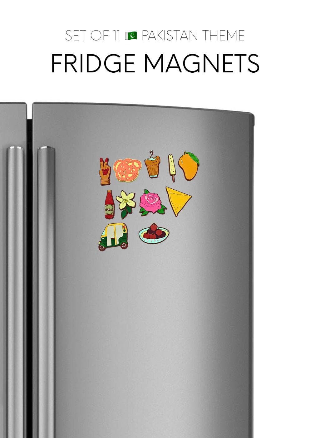 PREORDER Pakistani Things Magnets Set Of 11 South Asian Heritage Muslim gift modest wear hijab Desi Punjabi Lahore Urdu Jalebi Kulfi Gulab J