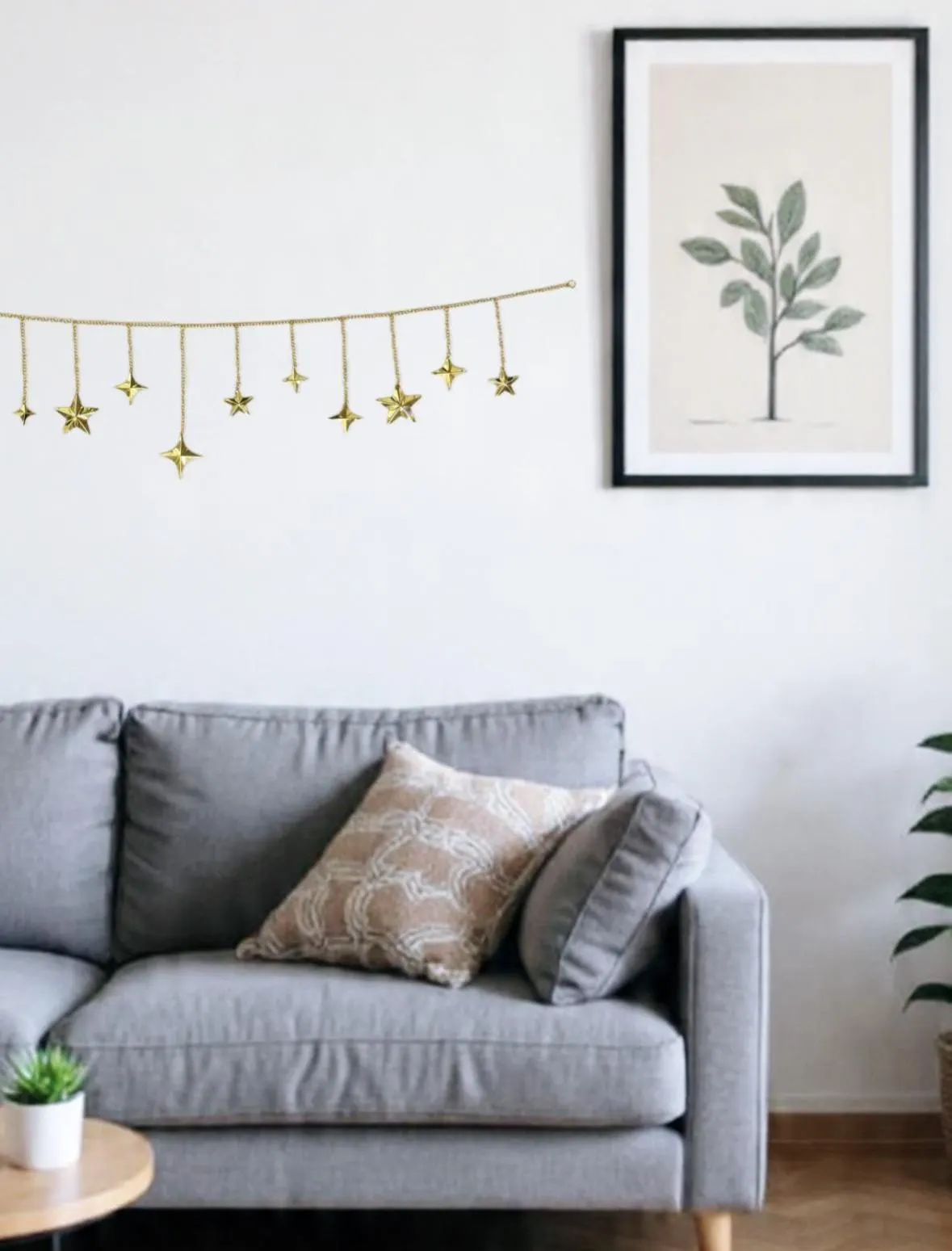 Gold Hammered Metal North Star Garland sparkles metal, lunar, chakra, nature lover, astronomy, moon, holiday decor, space, fairy