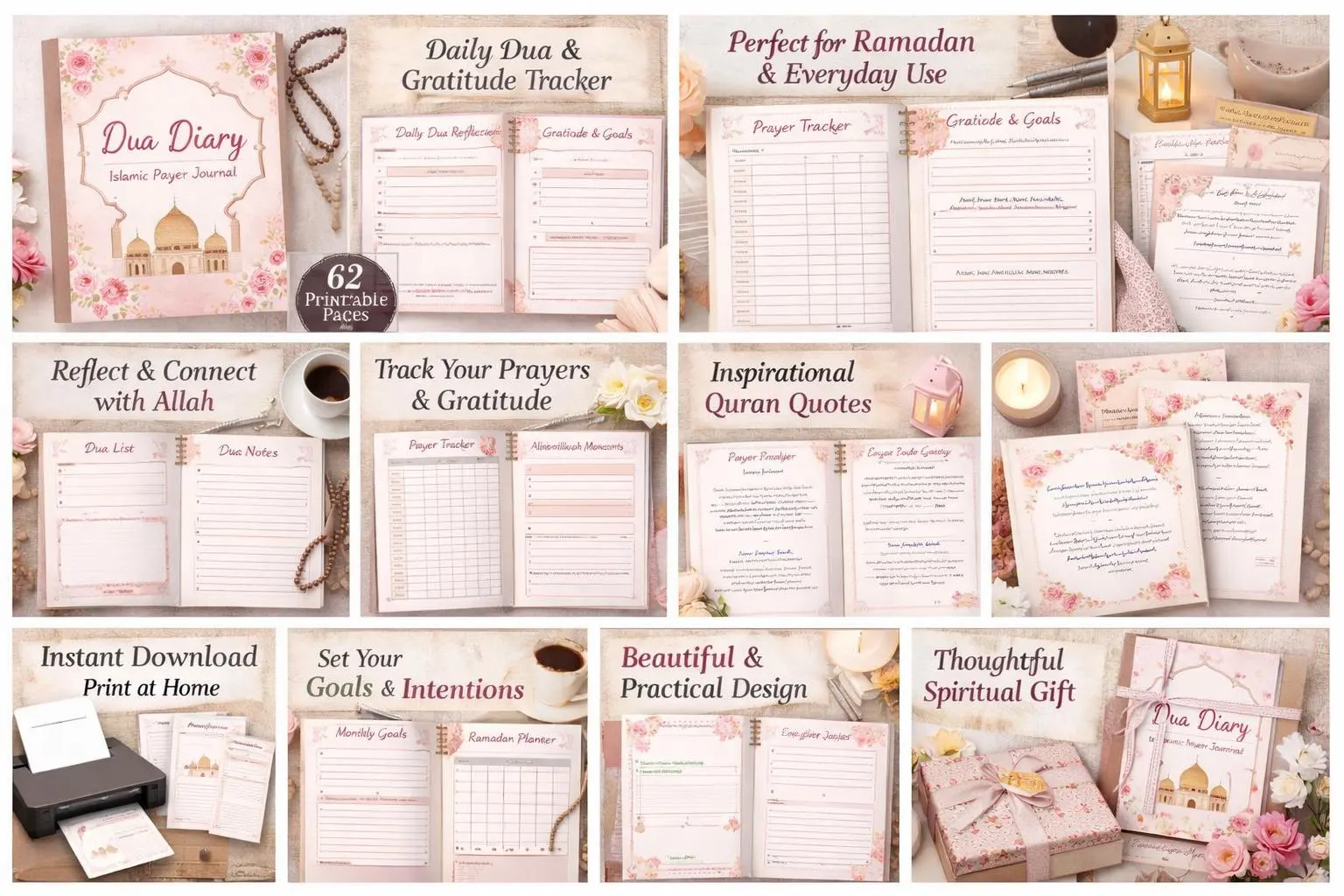 Dua Diary 62 Pages: Islamic Prayer Journal for Muslim Women, Daily Dua & Gratitude Tracker Printable PDF, Ramadan  and Spiritual Gift - image 4