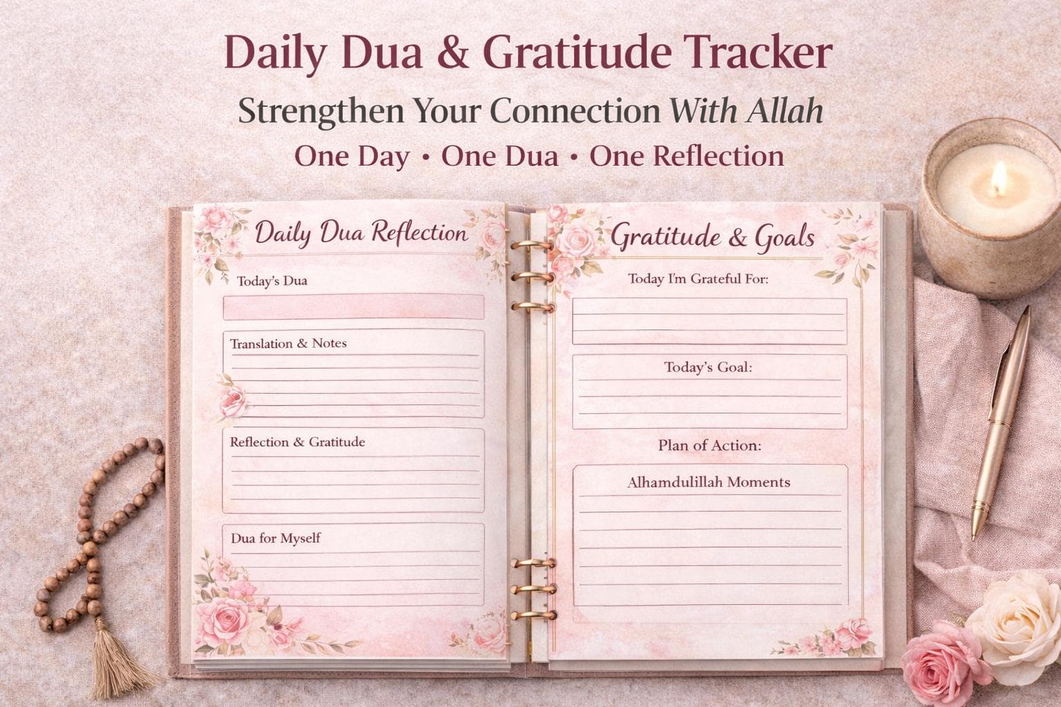 Dua Diary 62 Pages: Islamic Prayer Journal for Muslim Women, Daily Dua & Gratitude Tracker Printable PDF, Ramadan  and Spiritual Gift - image 5