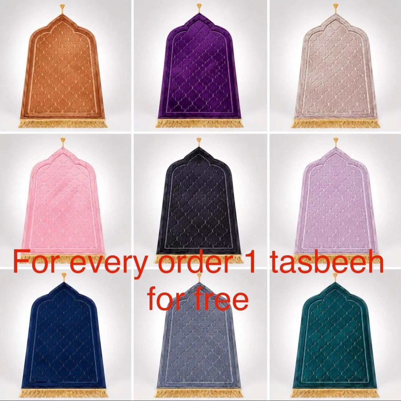 Luxury Velvet Prayer Rug | Soft Islamic Prayer Mat | Muslim Salah Rug with Golden Tassels | Sejadah | Ramadan & Eid Gift