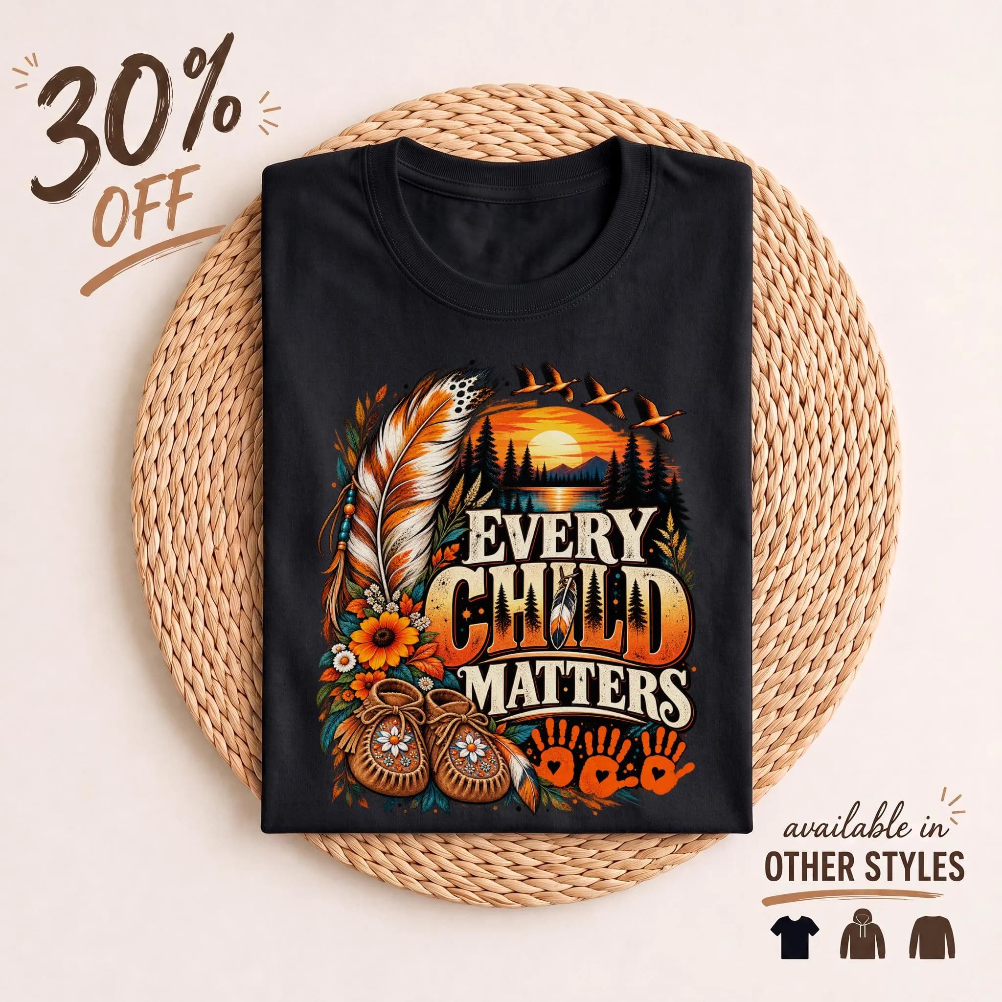 Every Child Matters T-Shirt Orange Shirt Day Indigenous Awareness Top Native Culture Feather Graphic Tee Truth and Reconciliation Gift