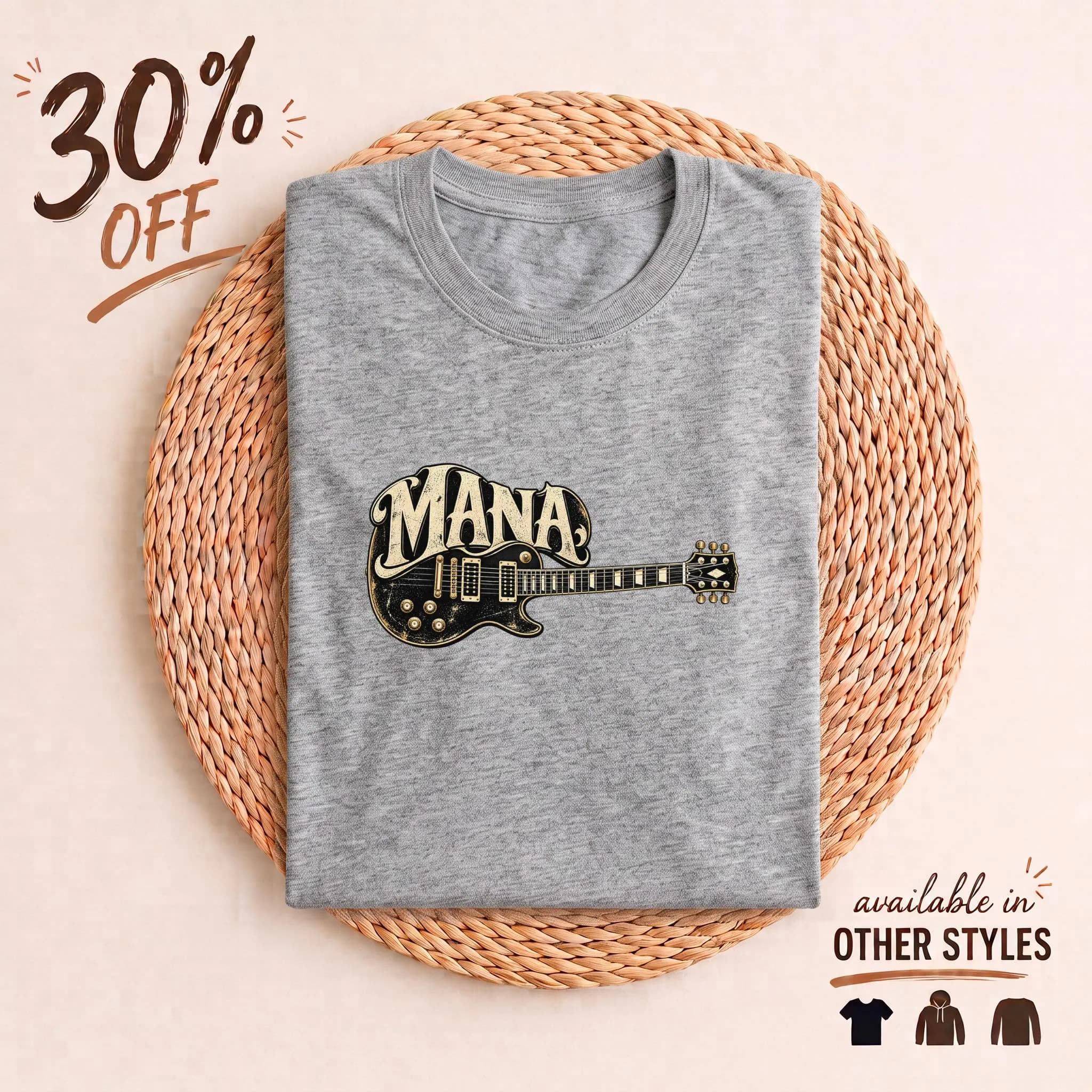 Vintage Rock Guitar T-Shirt, Retro Music Graphic Tee, Classic Electric Guitar Concert Shirt, Spanish Rock Musician Tee, Gift for Guitarist