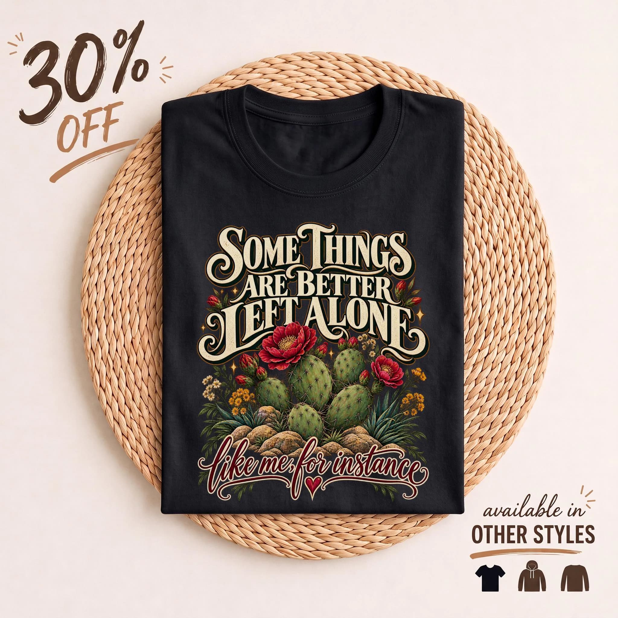 Introvert Cactus T-Shirt, Sarcastic Western Graphic Tee, Funny Leave Me Alone Desert Flower Shirt, Anti Social Plant Lover Boho Top