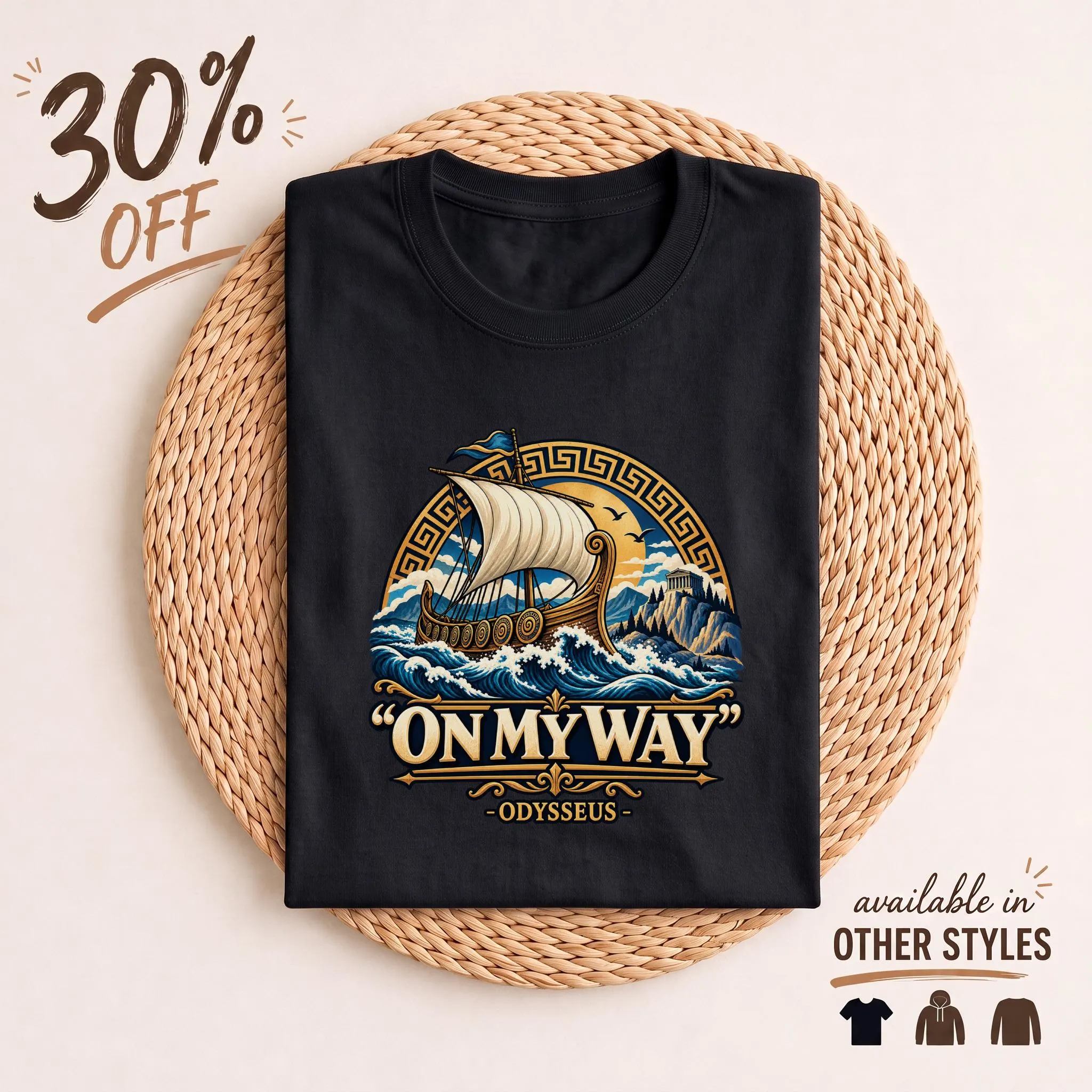 Greek Mythology T-Shirt, Funny Odysseus On My Way Tee, Ancient Greece Shirt, Classical Literature Gift for History Teacher and Book Lover