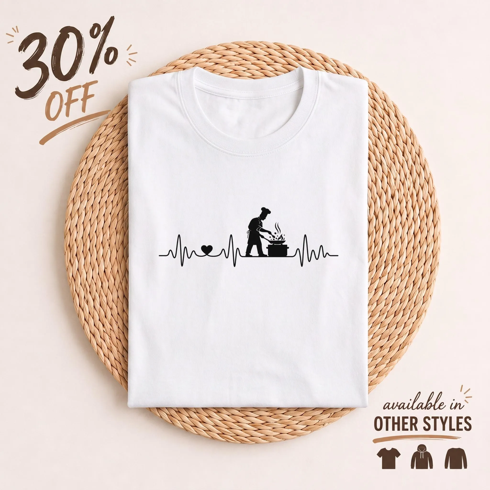 Chef Heartbeat T-Shirt, Cooking Lifeline Tee, Culinary Student Shirt, Line Cook Gift, Foodie Graphic Top, Kitchen Master Cook Clothes