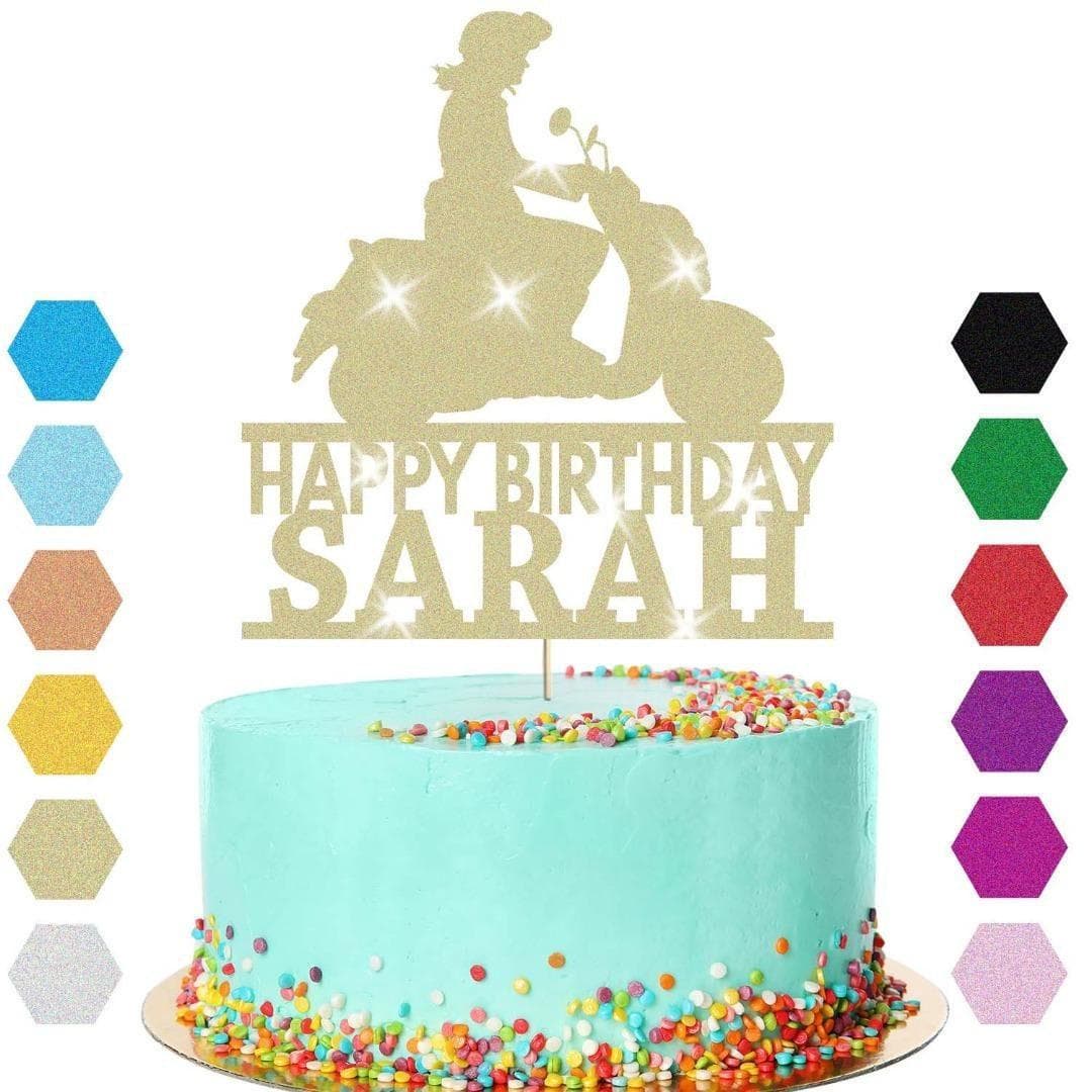 Scooter Bike Travel Cake Topper Personalised Girls Birthday Decoration Any Name - image 5