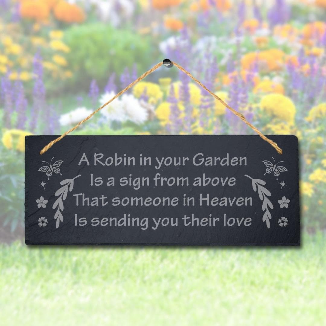 Engraved Robin Slate Garden Plaque: Memorial Sign - image 3