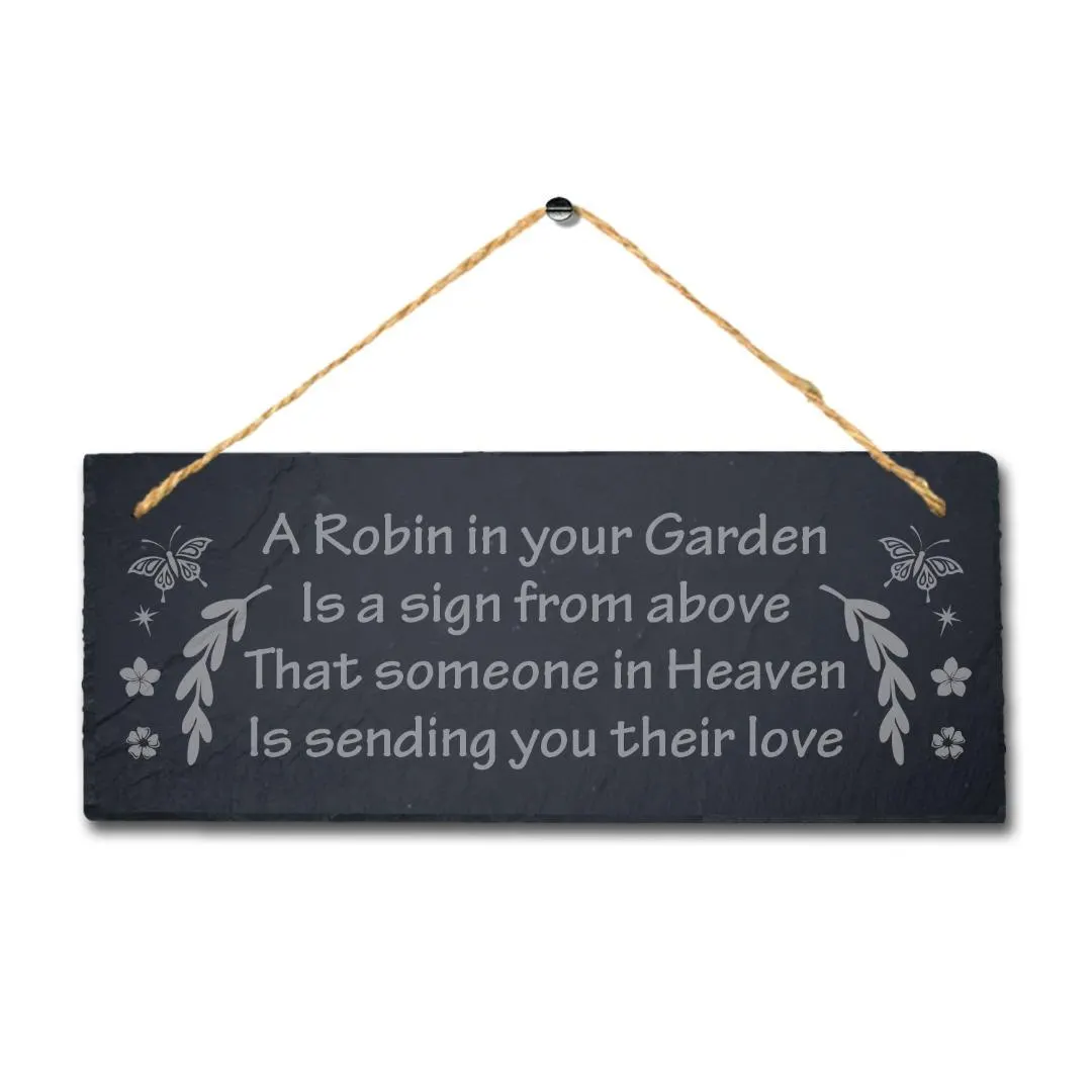 Engraved Robin Slate Garden Plaque: Memorial Sign - image 4