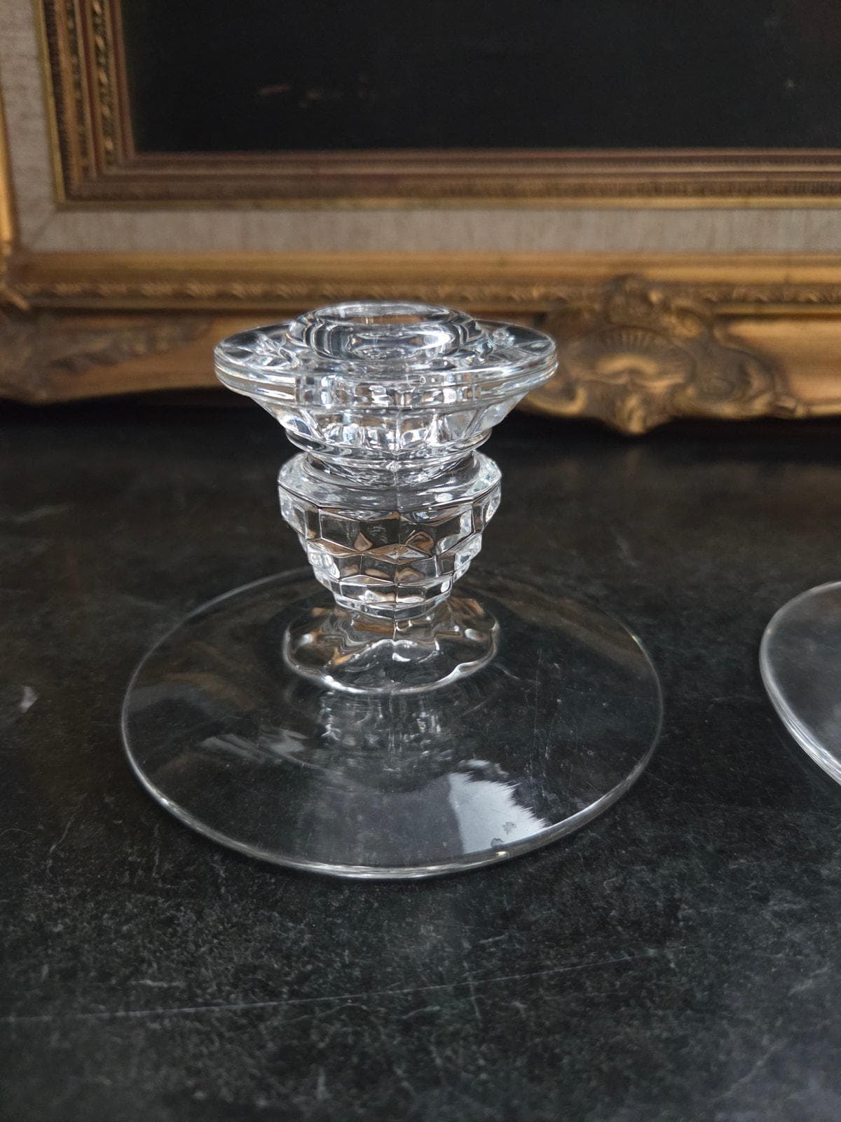 Antique EAPG Glass Candlesticks Pair – Victorian Cube Block, UV Reactive 3" - image 4
