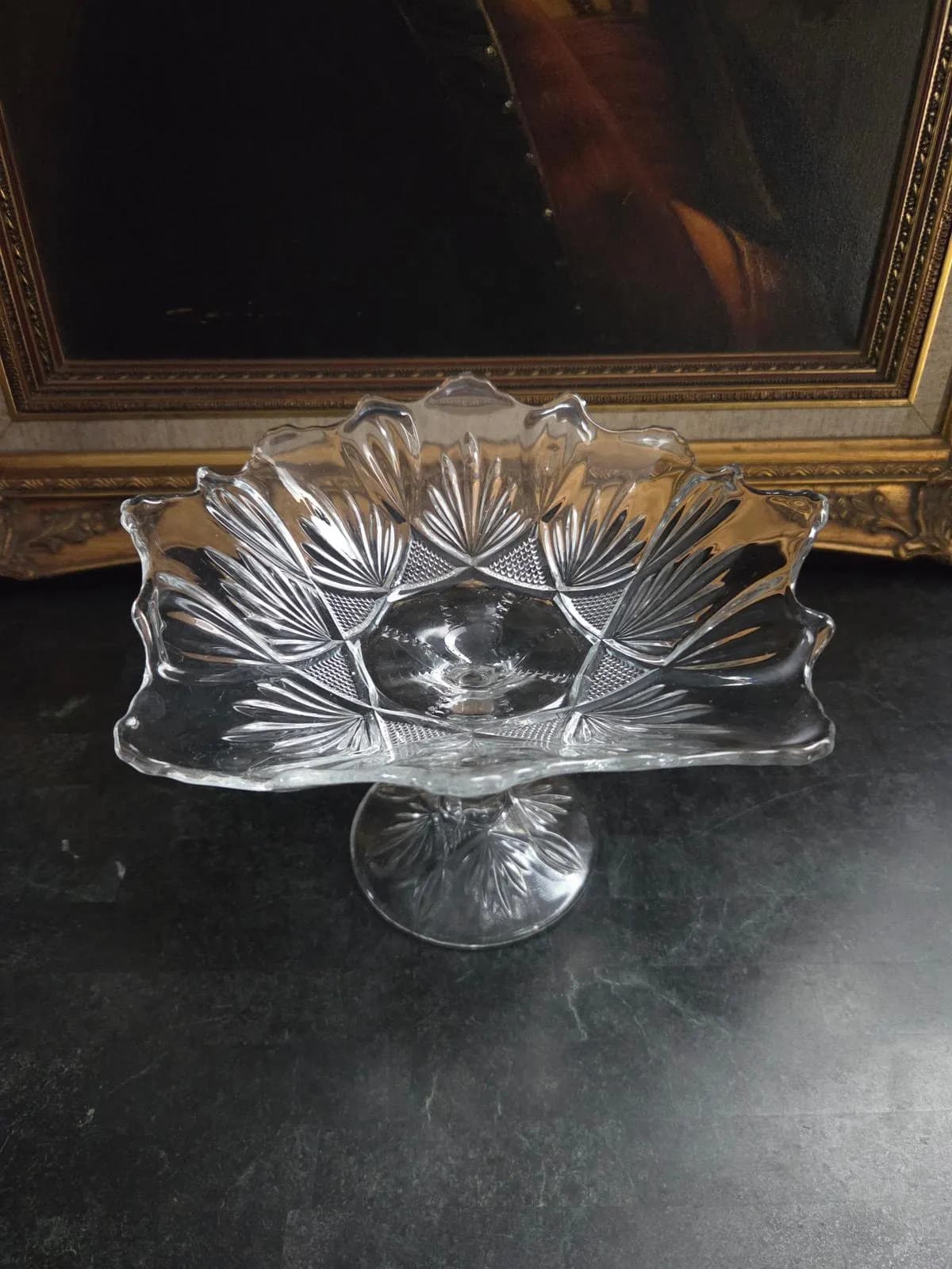 Antique EAPG Pedestal Compote Bowl – UV Reactive Victorian Glass c.1890s - image 3