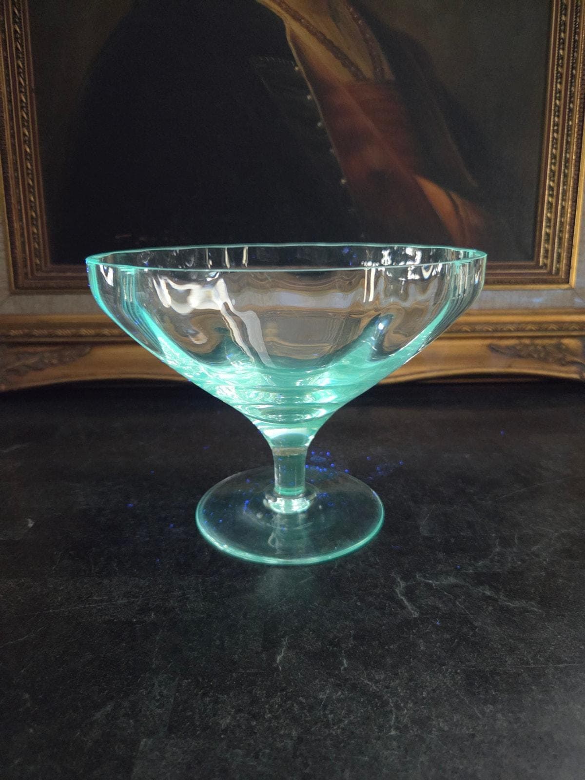 Vintage Lenox Crystal Pedestal Compote Bowl – UV Reactive Aqua Glow