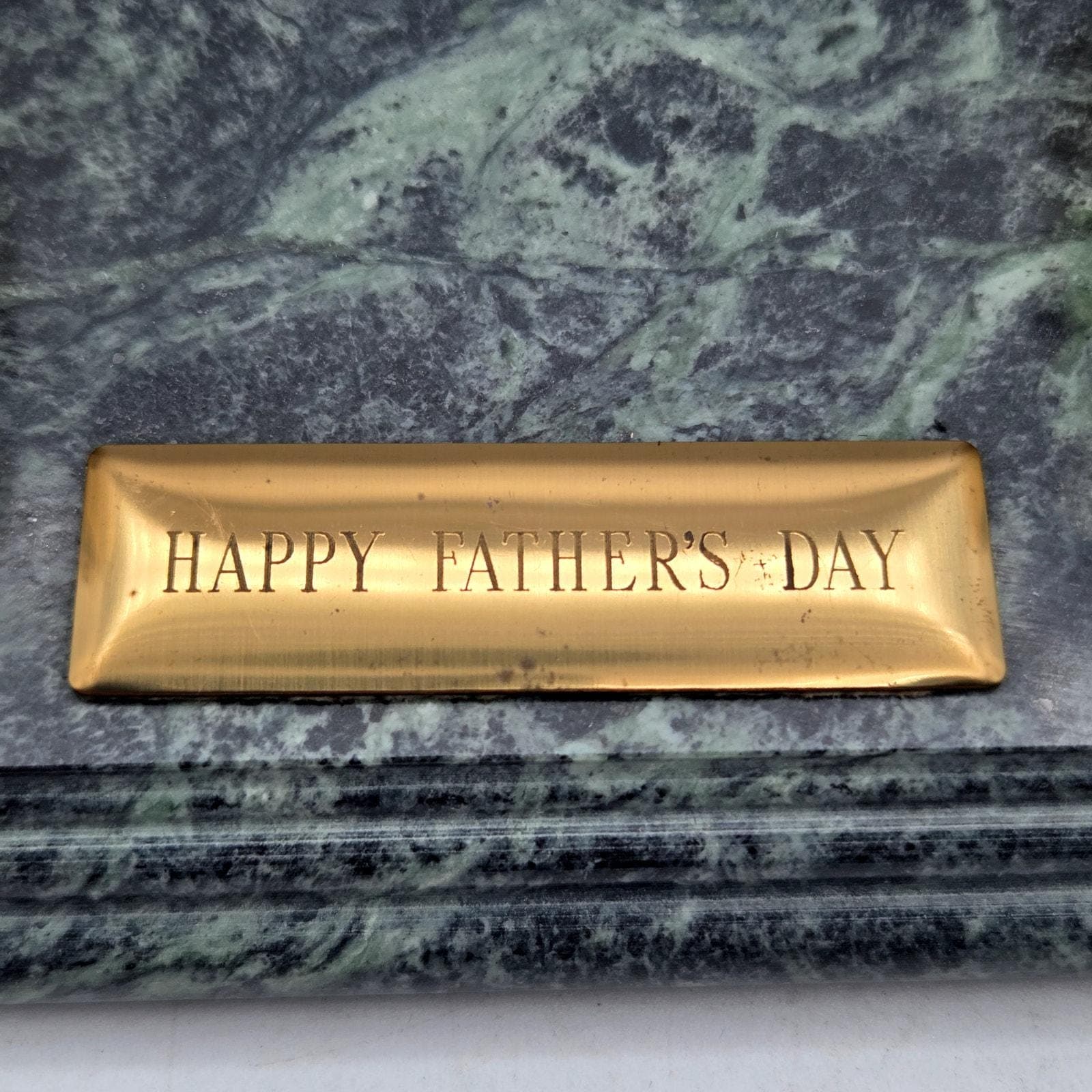 Vintage Brass Golf Ball Business Card Holder Green Marble Father's Day - image 3