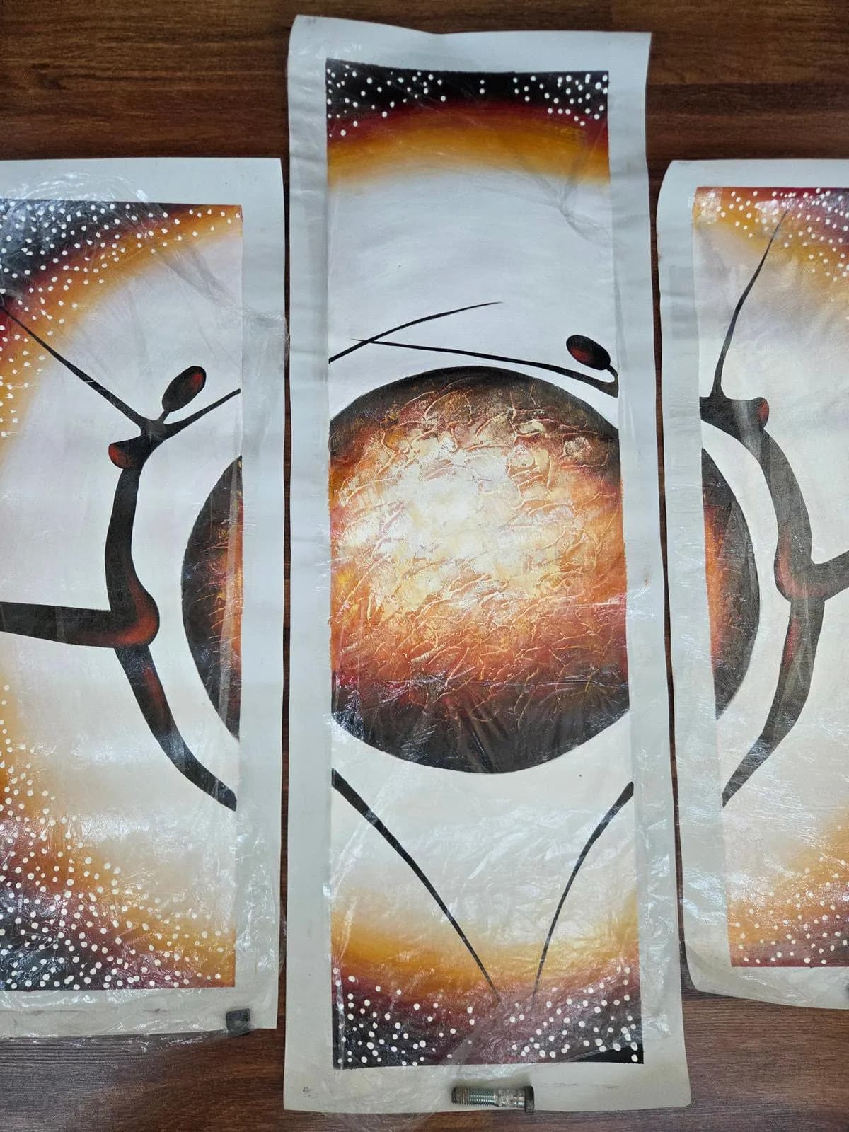 African Art Canvas Pentaptych Hand Painted Sun Dancer Contemporary Wall Art Set - image 5