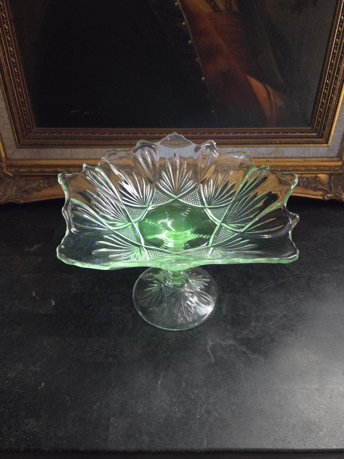 Antique EAPG Pedestal Compote Bowl – UV Reactive Victorian Glass c.1890s