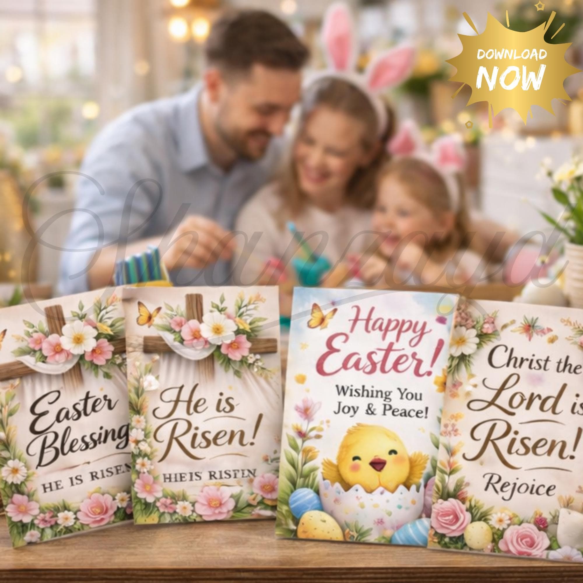Easter Card Bundle 5x7 Printable Set of 5, Christian & Bunny Easter Cards, Instant Download Spring Greeting Card Pack - image 5