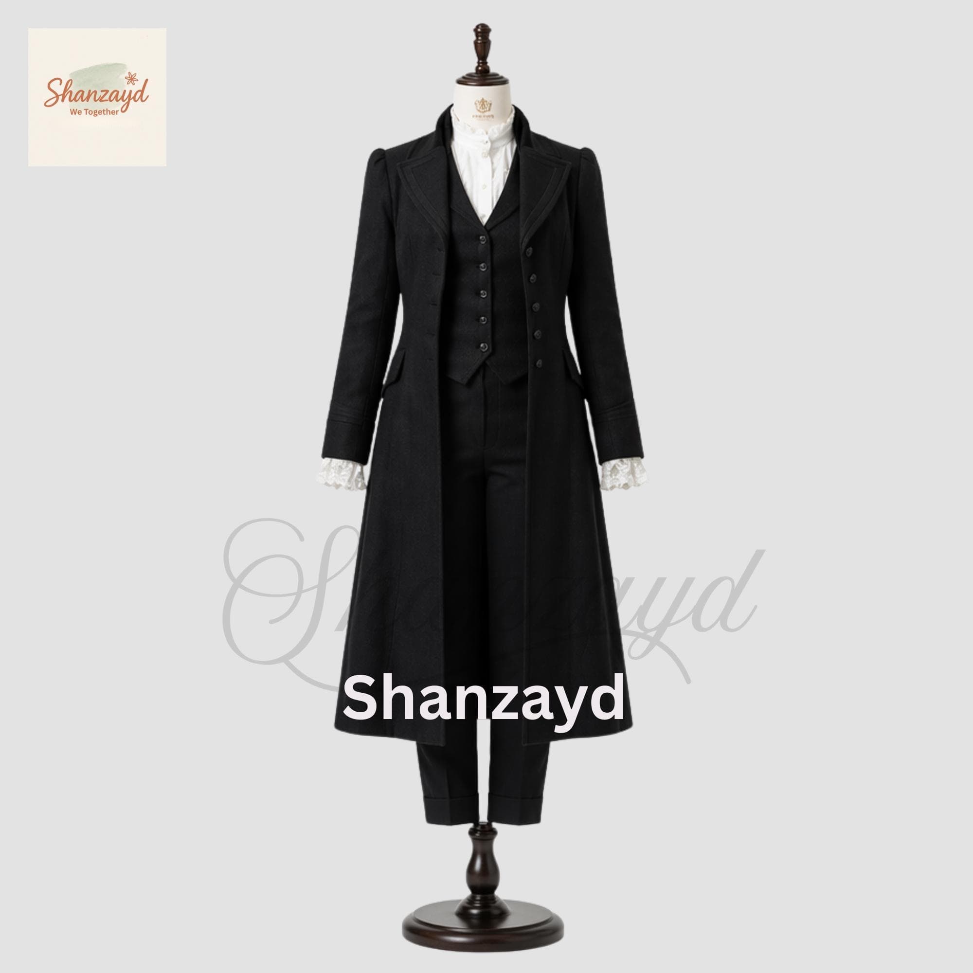 Black Victorian Frock Coat Suit Men, Gothic Long Coat Outfit, Edwardian Tailcoat Set, Vintage Formal Wear, Steampunk Wedding Suit - image 5