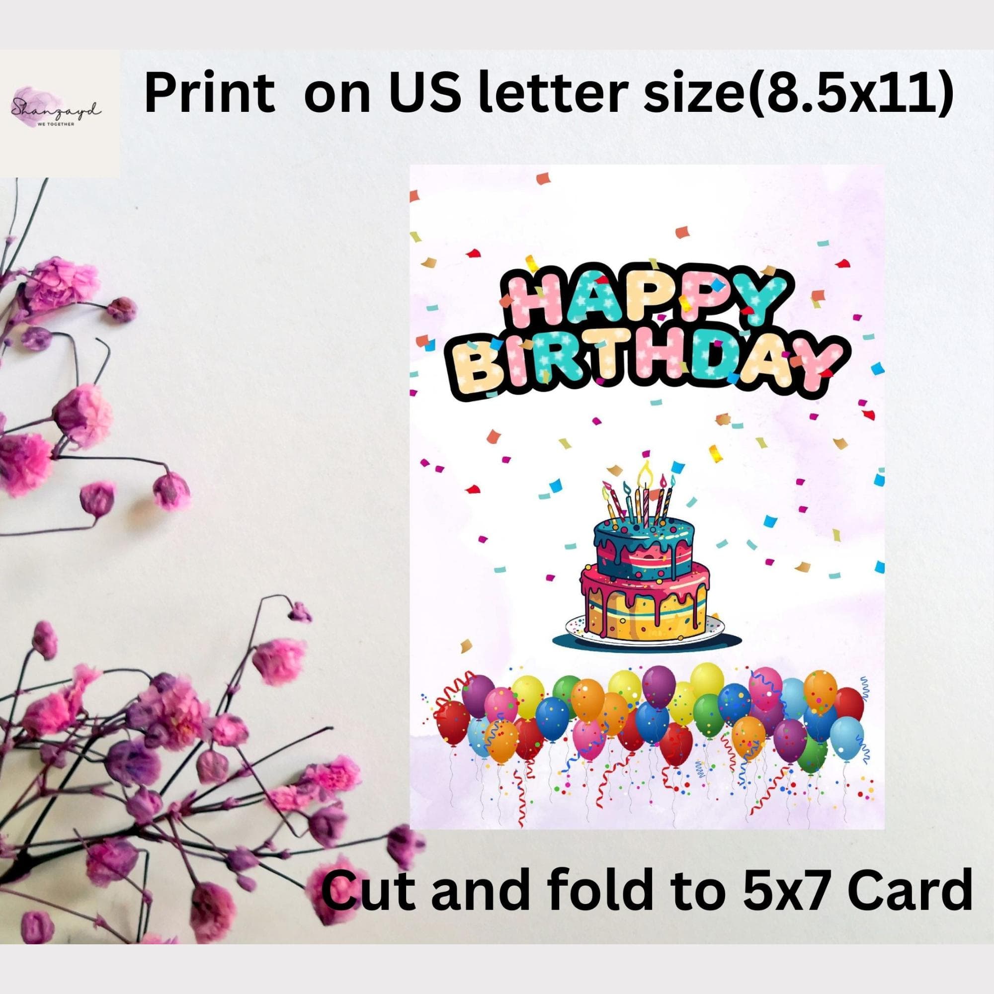 Kids Birthday Card | Happy Birthday Card |  Printable Birthday card | DIY card | Birthday card for her - image 3