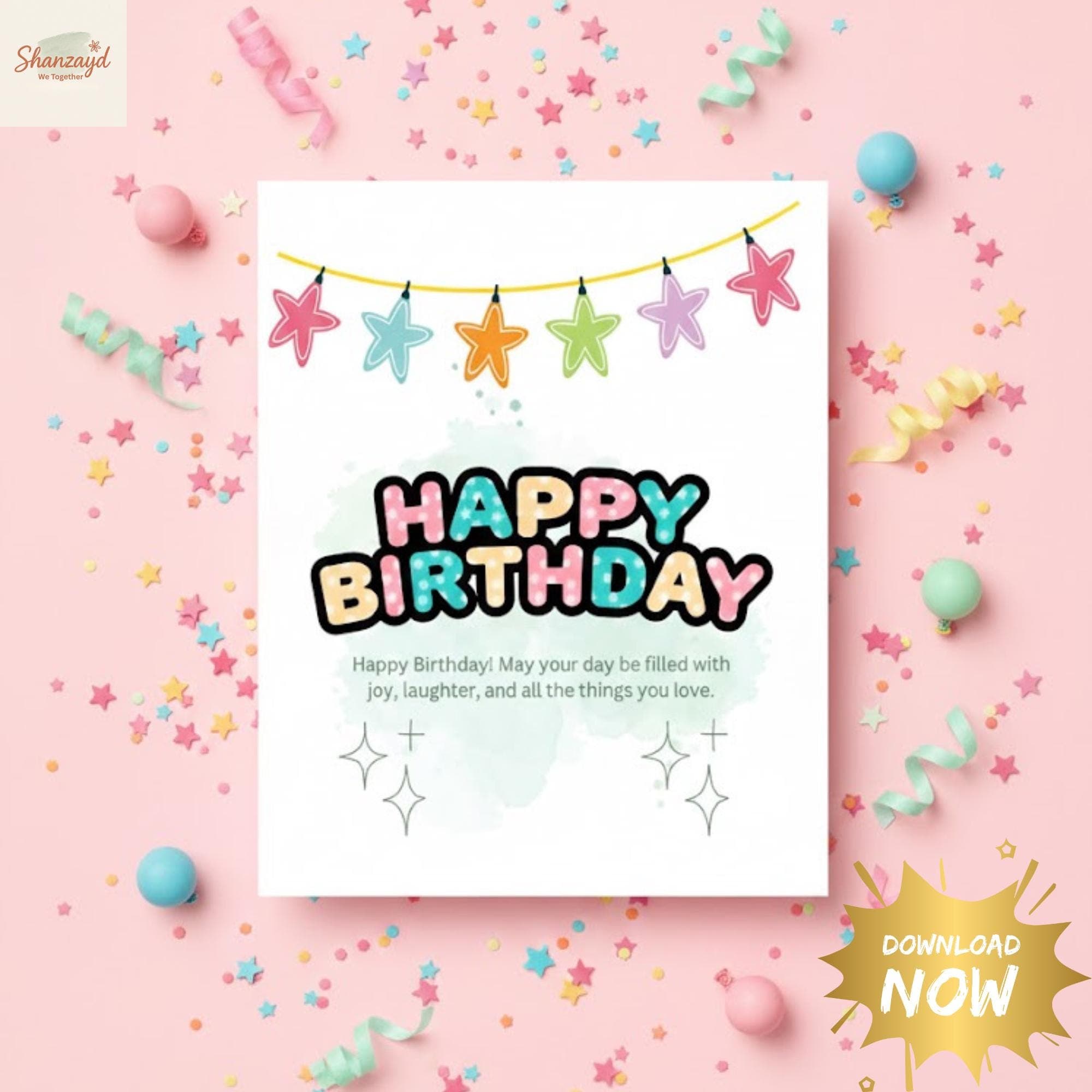 Happy Birthday Card | Kids Birthday Card  | Girls Birthday Card| Birthday card for her |  5x7 PDF Digital Download - image 4
