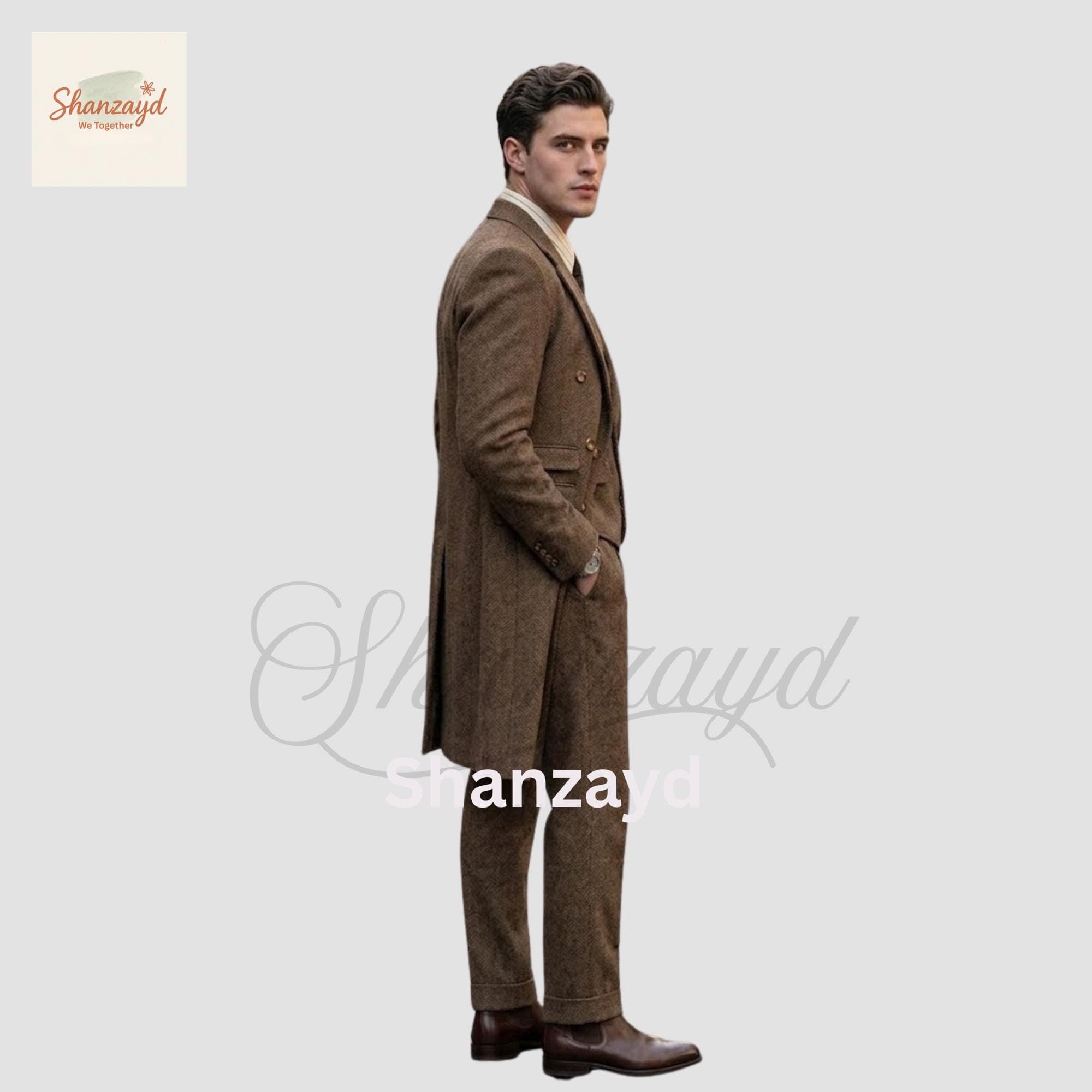 Victorian Brown Tweed Suit Men, 3 Piece Frock Coat Suit, Vintage Double Breasted Vest Suit, Classic Gentleman Wedding Outfit,Custom Tailored - image 4