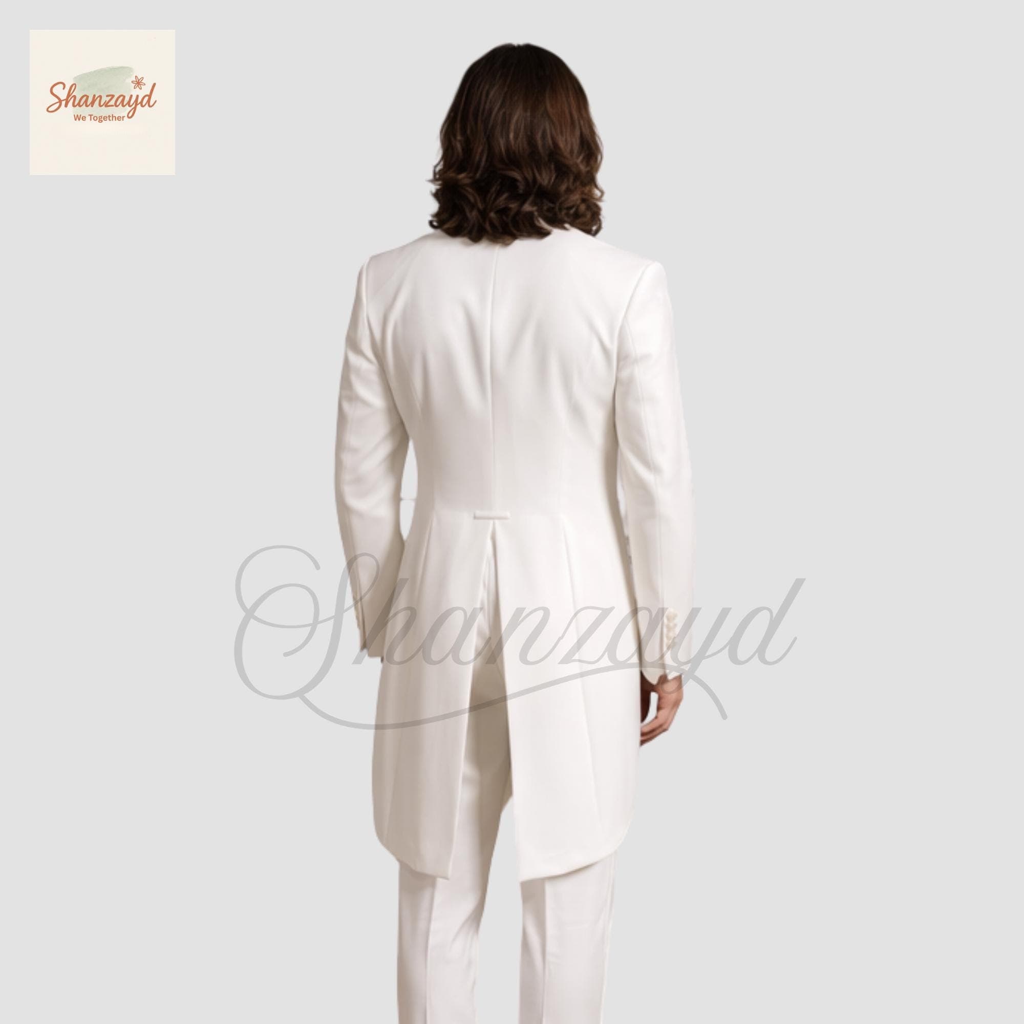 White Tailcoat Tuxedo Suit Men, Formal Wedding Tuxedo Set, Groom White Black Suit, Victorian Tailcoat, Elegant Evening Wear, Custom Suit - image 3