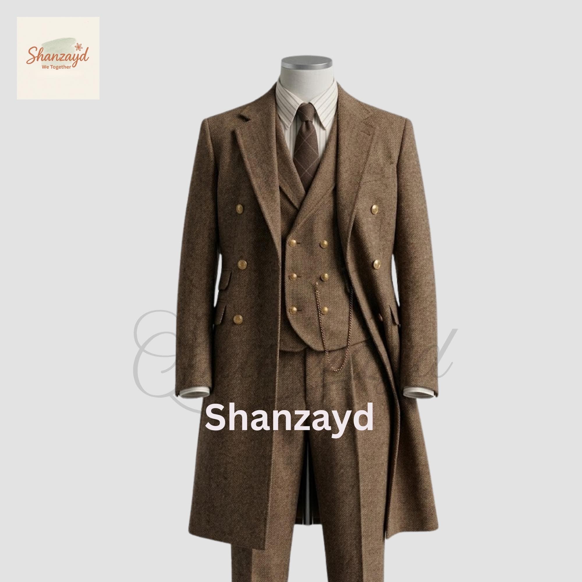 Victorian Brown Tweed Suit Men, 3 Piece Frock Coat Suit, Vintage Double Breasted Vest Suit, Classic Gentleman Wedding Outfit,Custom Tailored - image 5