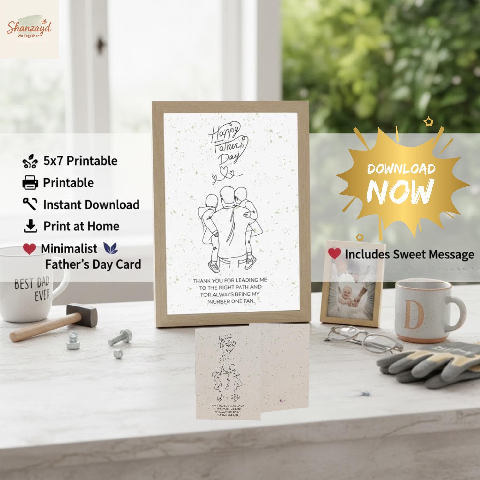 Fathers Day Card from Kids Printable Minimalist Dad Card Happy Fathers Day Card PDF Instant Download Simple Card for Dad Gift