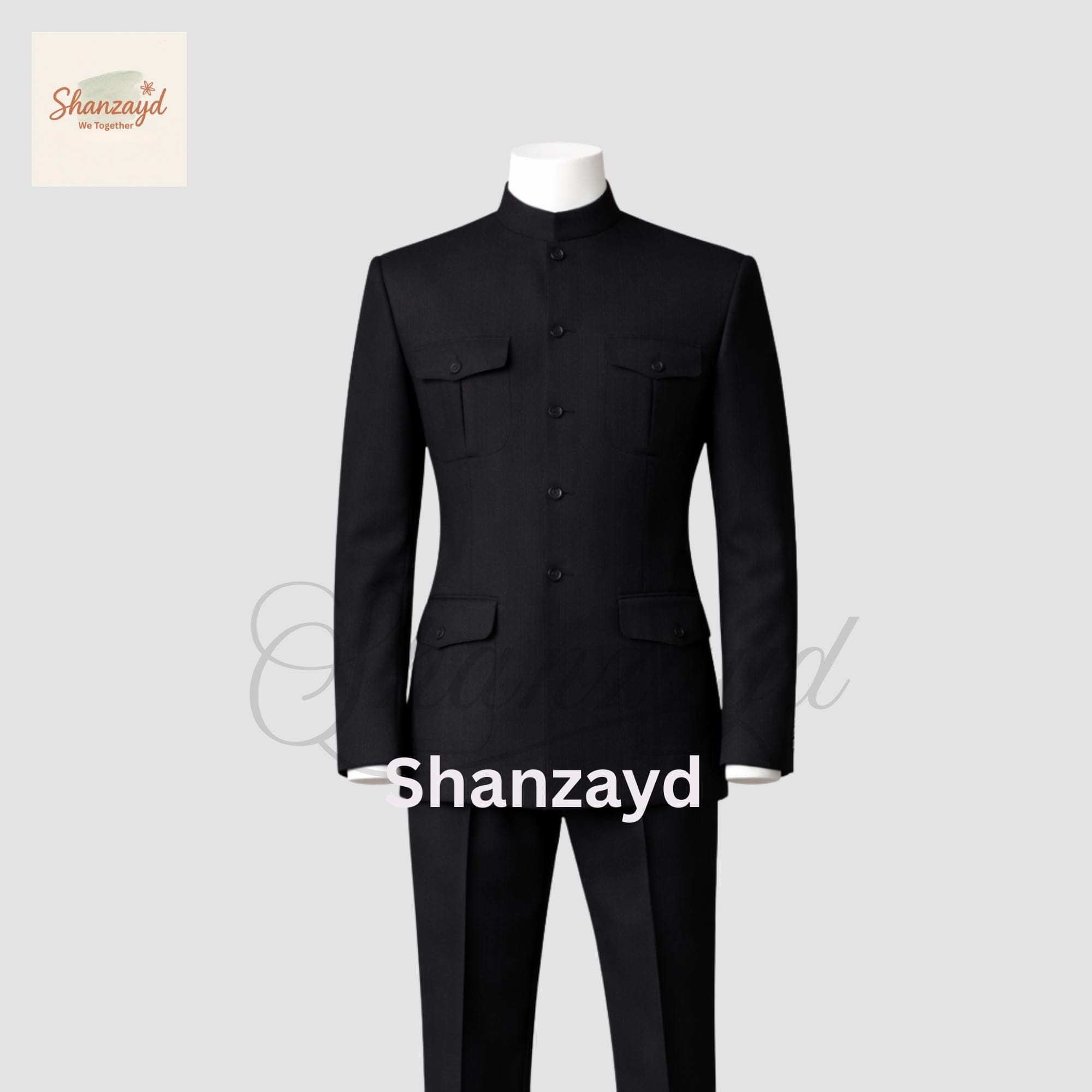 Mens Black Bandhgala Suit, Nehru Collar Suit, Formal Wedding Suit Men, Indian Groom Suit, Slim Fit 3 Piece Suit, Classic Black Suit - image 5