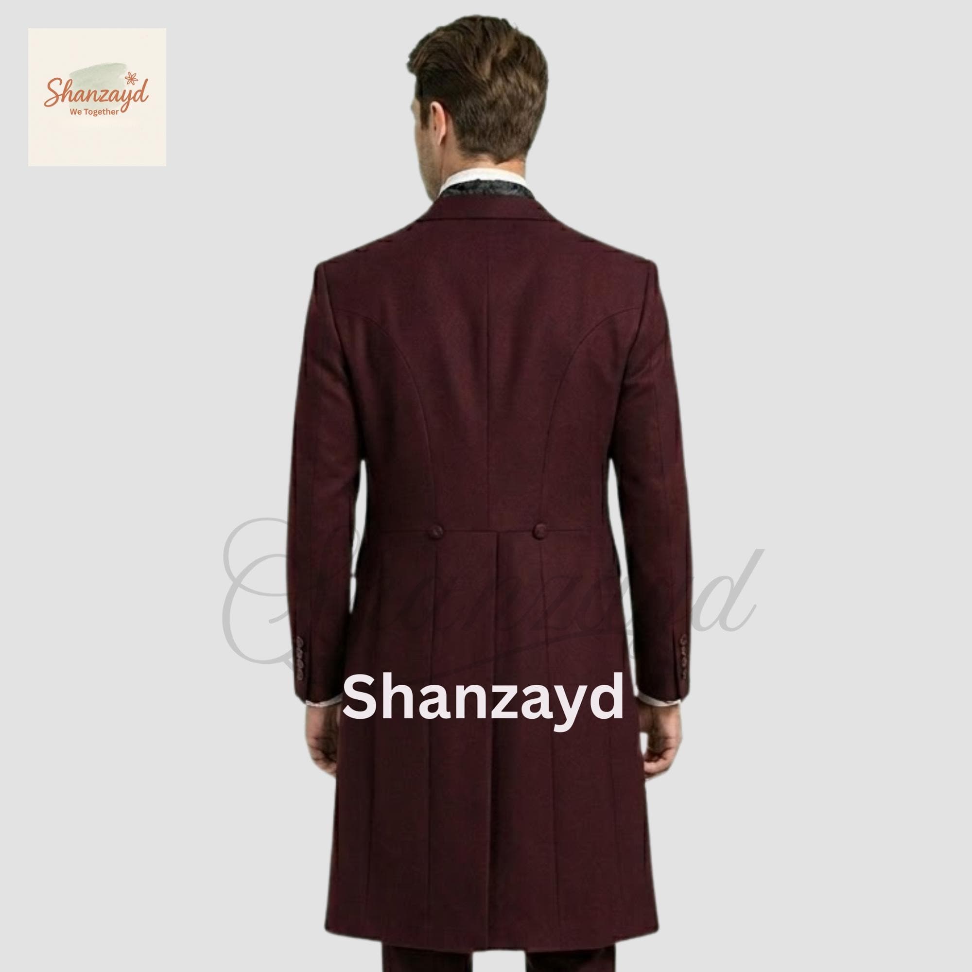 Burgundy Victorian Tailcoat Suit, Gothic Wedding Groom Suit, Vintage Three Piece Formal Suit,Edwardian Long Coat Outfit, frock coat suit - image 3