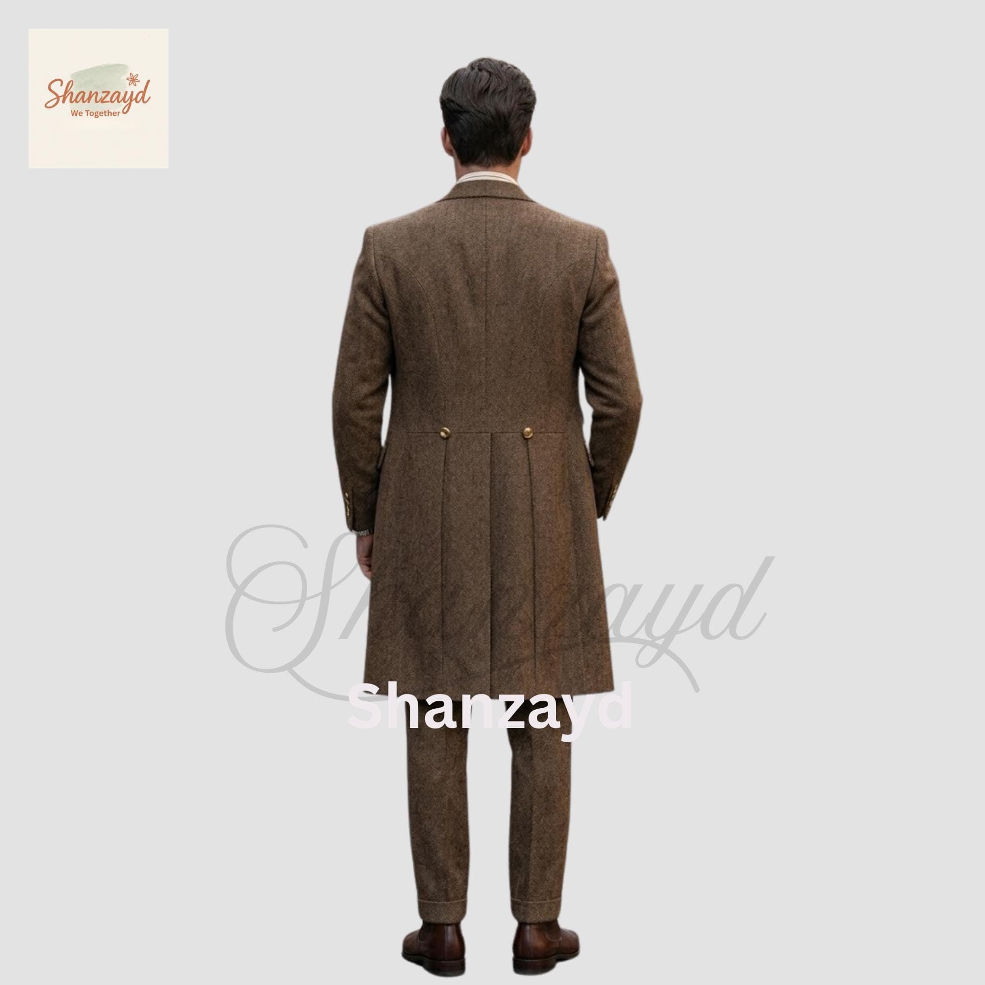 Victorian Brown Tweed Suit Men, 3 Piece Frock Coat Suit, Vintage Double Breasted Vest Suit, Classic Gentleman Wedding Outfit,Custom Tailored - image 3
