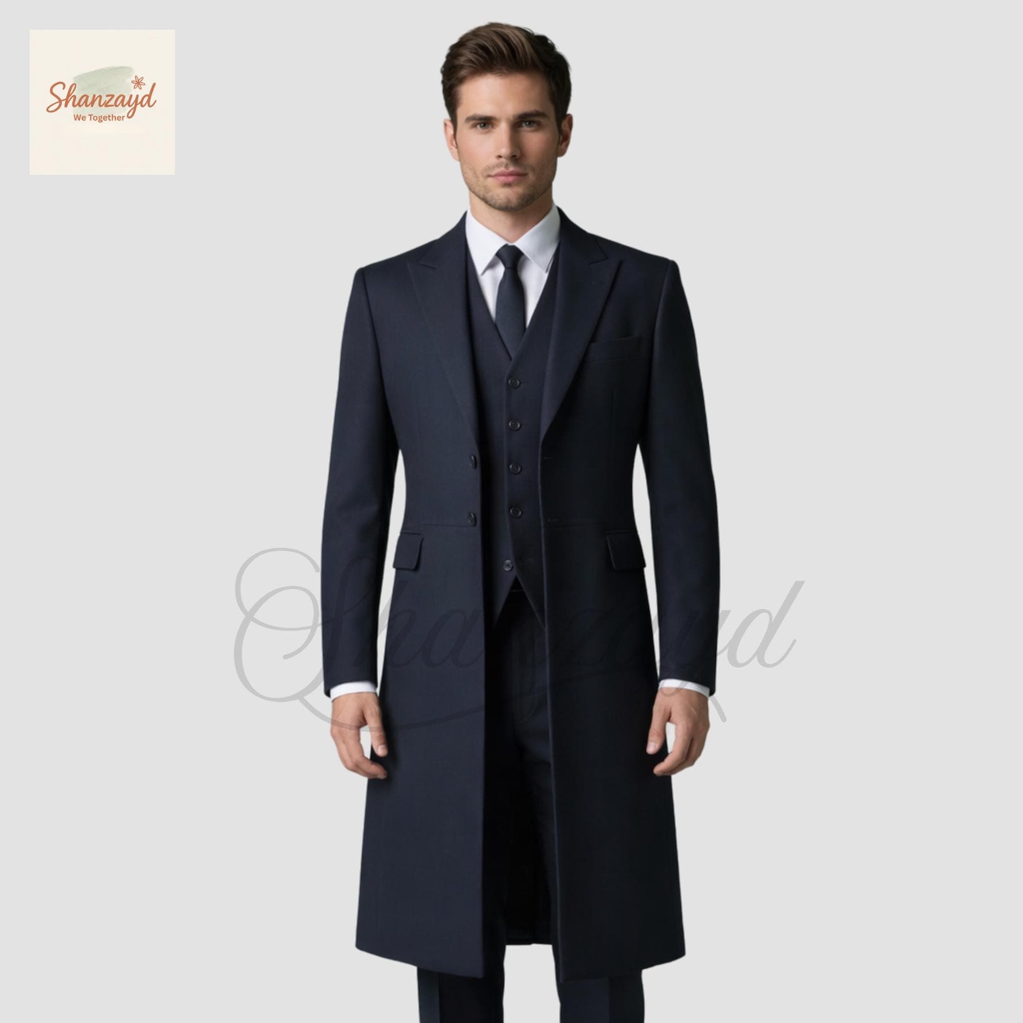Victorian Frock Coat, Mens Navy Blue Tailcoat Suit,  Formal Suit, Wedding Tuxedo Set, Groom Outfit, Prom Suit, Custom Made Long Coat