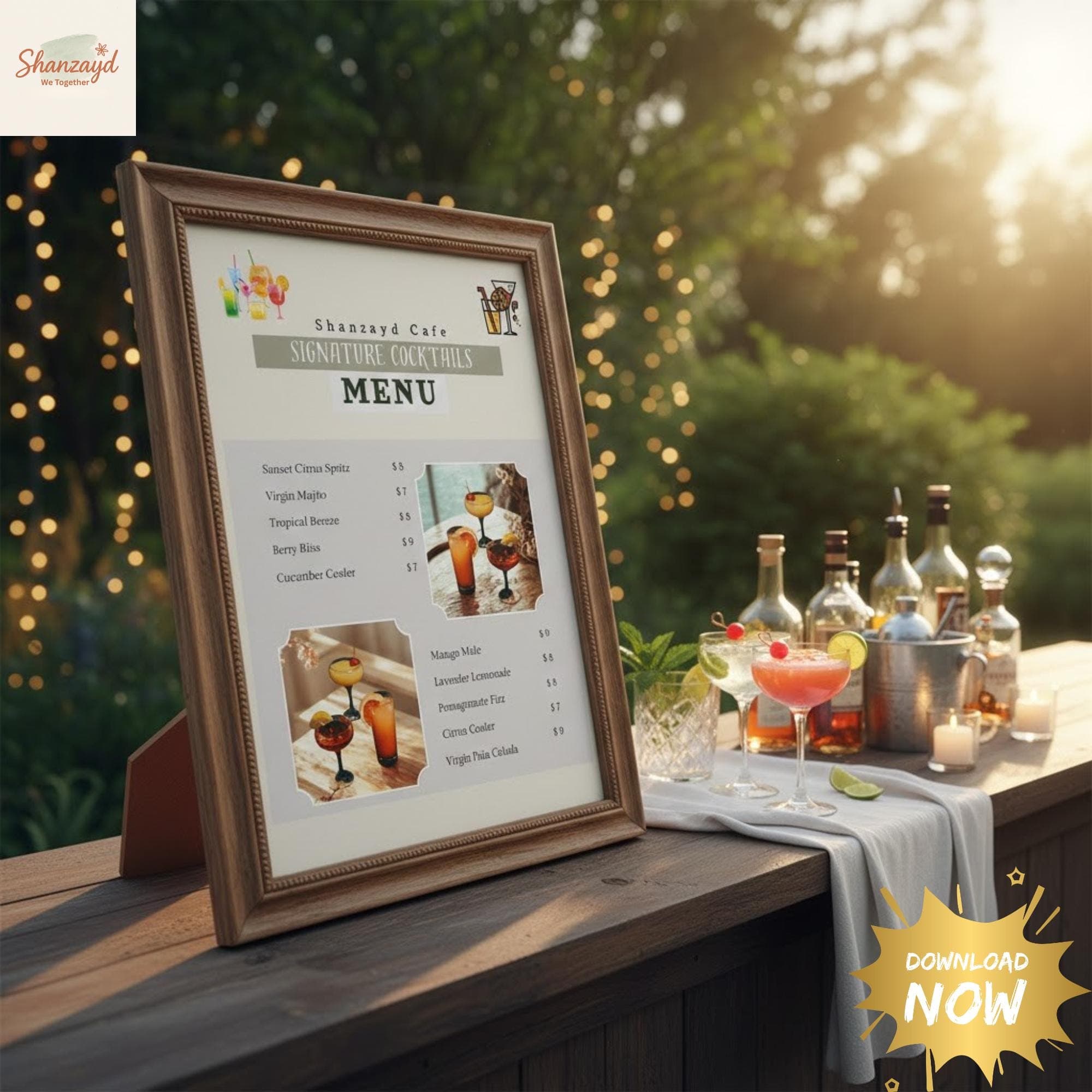 Editable Signature Cocktail Menu Wedding Bar Menu Template Printable Drink Menu Canva Template His and Hers Drinks Sign Instant Download - image 5