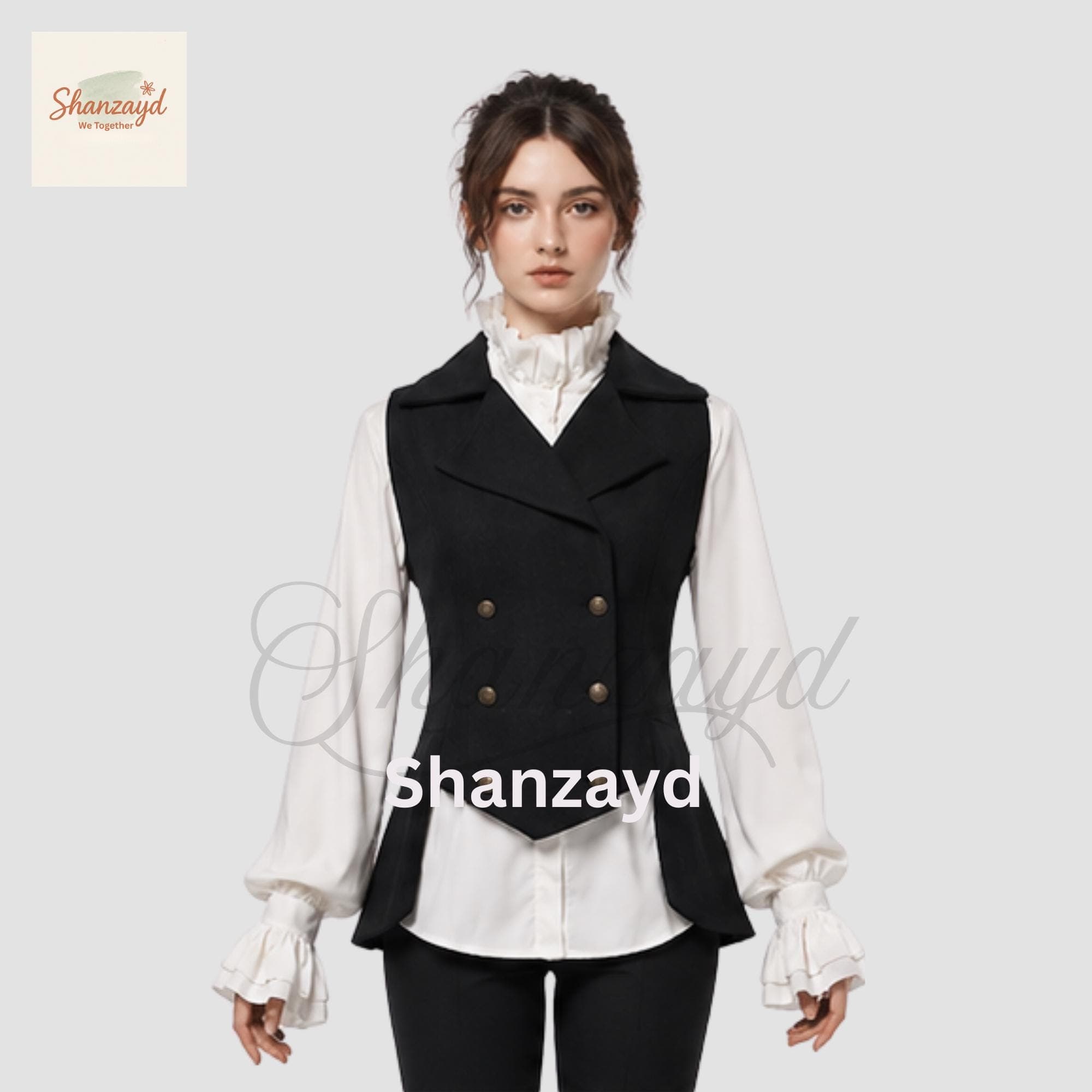 Victorian Black Tailcoat  Women Gothic Vest Double Breasted Tailcoat Style Vest Regency Edwardian Outfit Steampunk Formal Vest Custom Made