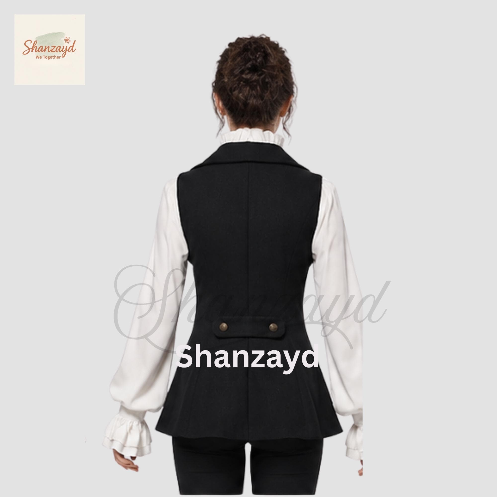 Victorian Black Tailcoat  Women Gothic Vest Double Breasted Tailcoat Style Vest Regency Edwardian Outfit Steampunk Formal Vest Custom Made - image 3