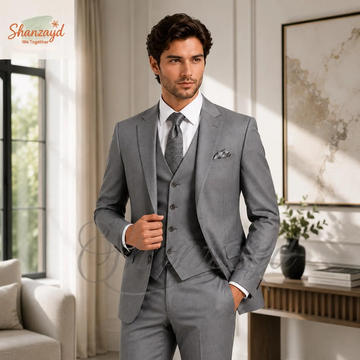 Grey 3 Piece Suit, Wedding Suit for Men, Formal Business Suit, Groom Suit, Prom Suit, Designer Outfit, Gift for him