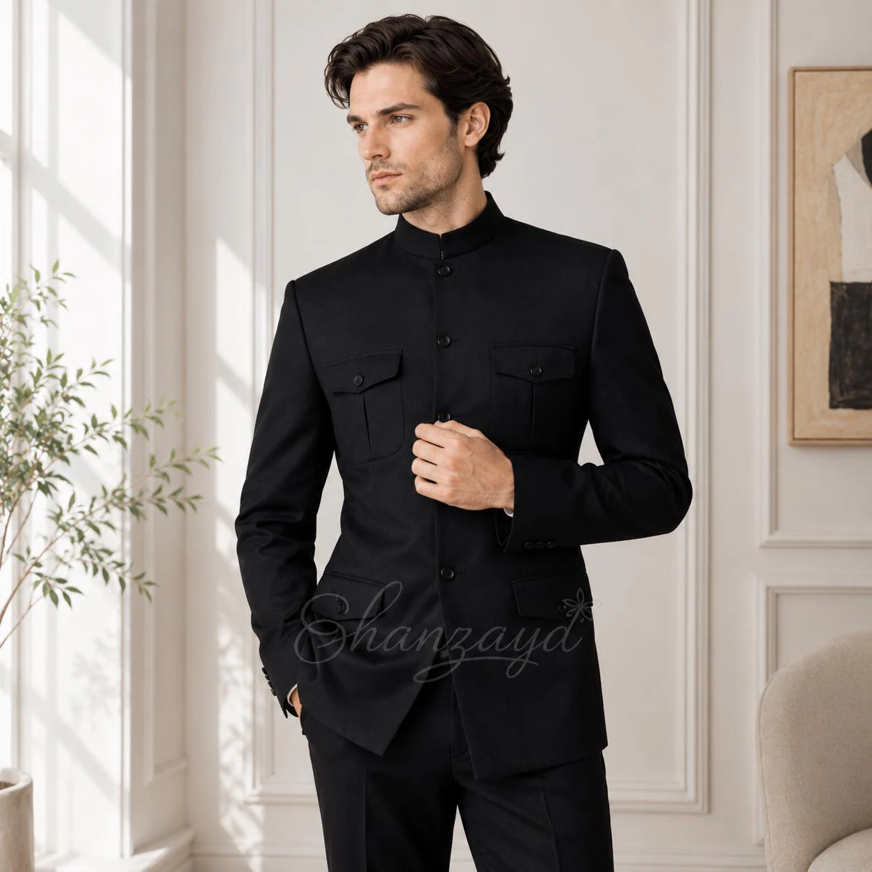 Chinese Tunic Suit, Zhongshan Suit for Men, Mao Suit Set, Mandarin Collar Outfit , Formal Chinese Suit , Prom Suit
