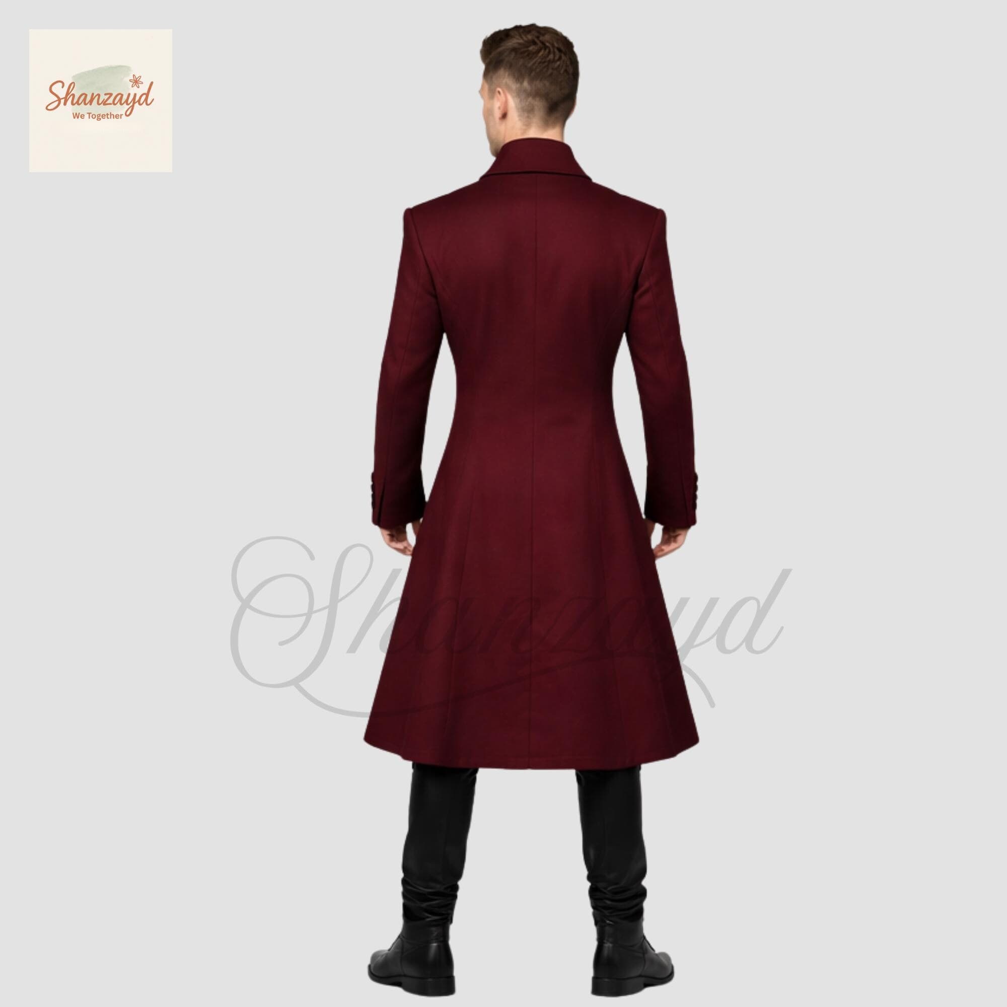 Mens Burgundy Gothic Long Coat, Victorian Coat Mens, Trench Coat, Wedding Coat, Formal Overcoat, Vampire Style Jacket, Custom Made Coat - image 3