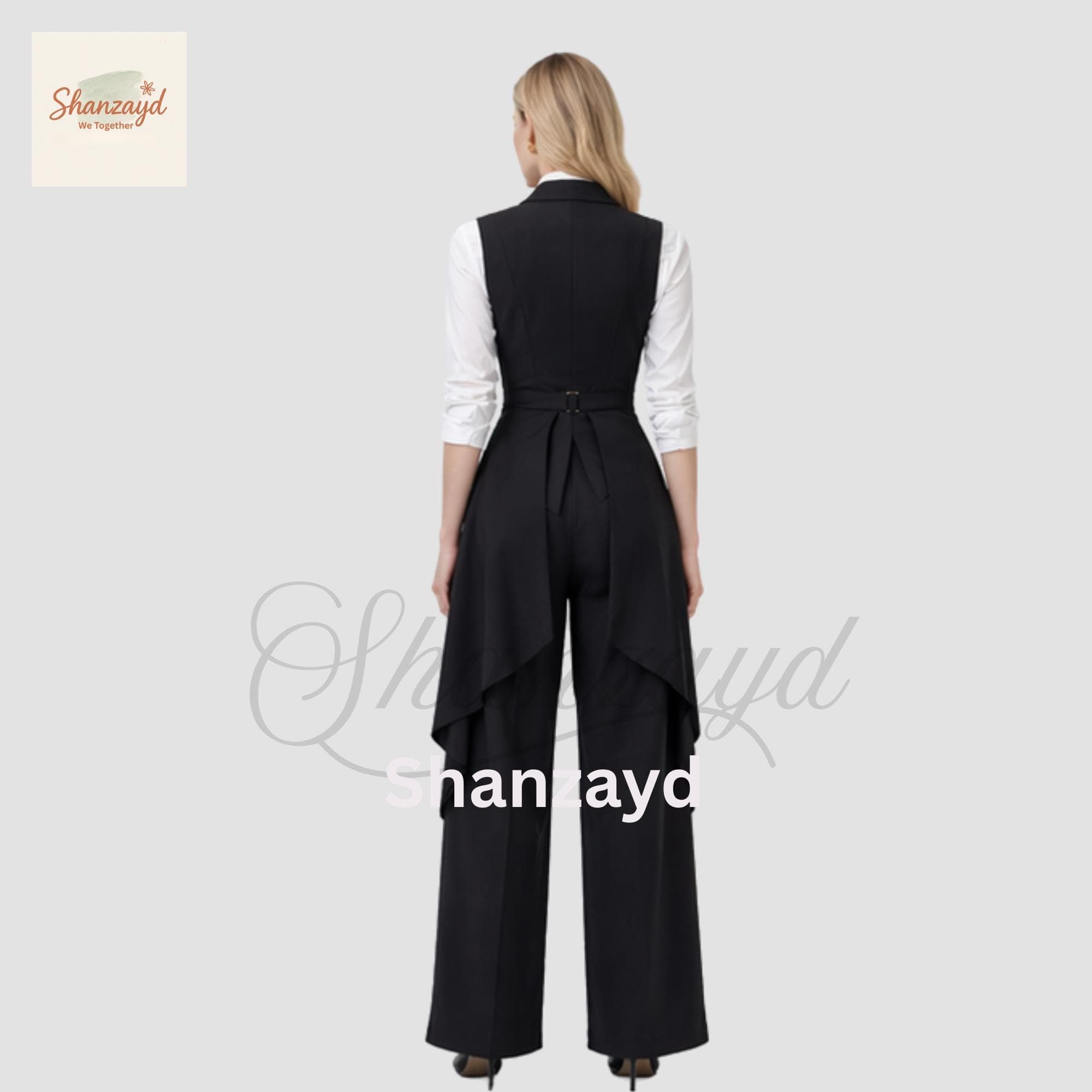 Women Black Tailcoat Suit Set, Formal Vest and Wide Leg Pants, Gothic Victorian Inspired Outfit, Steampunk Women Suit, Office Wear Suit - image 3