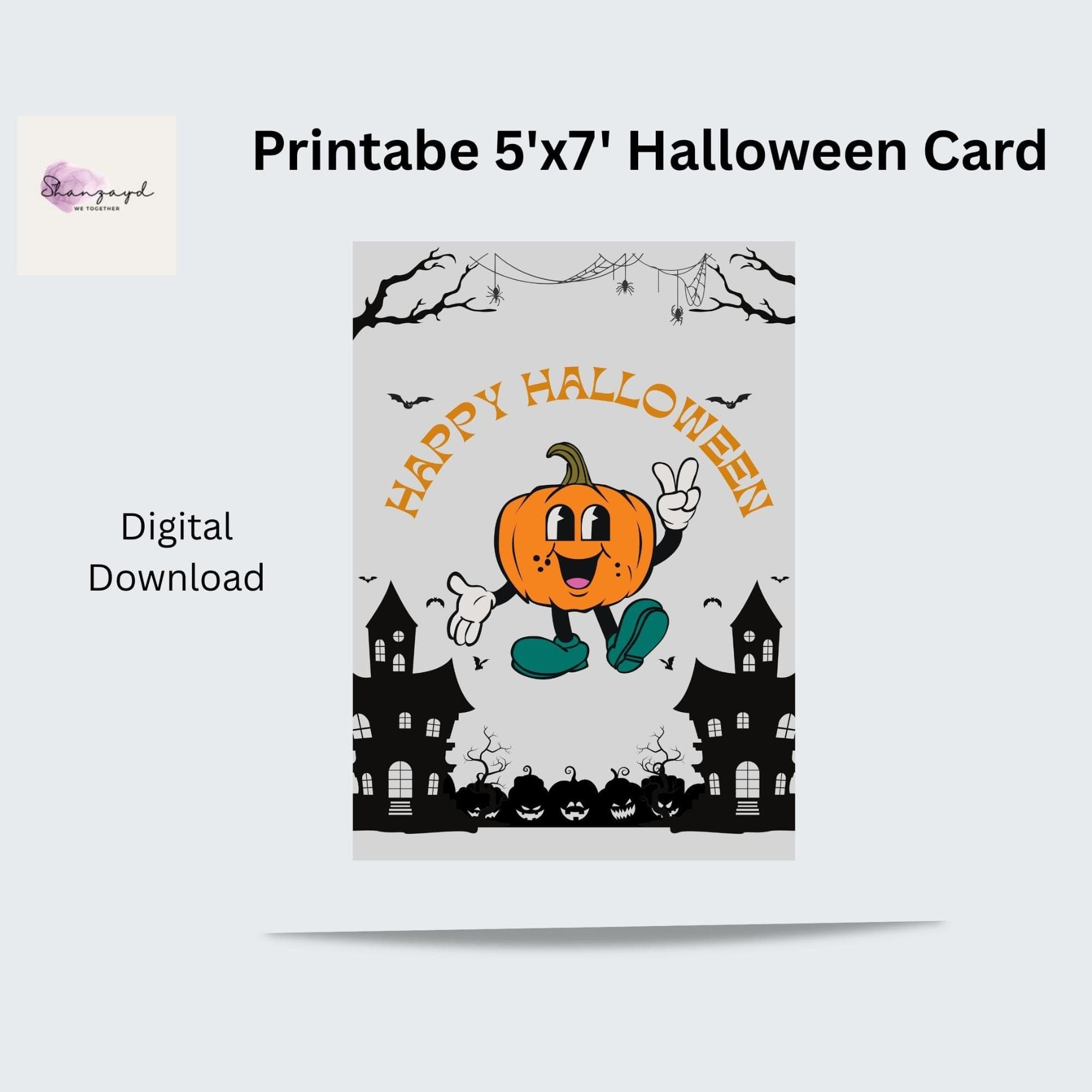 Retro Pumpkin Halloween Card, Spooky Greeting (PDF) - image 5