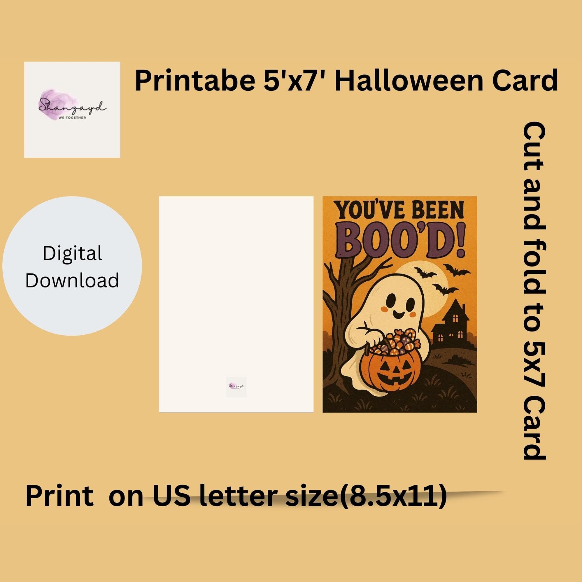 Halloween Card-Boo’d Card–Cute Halloween-Ghost Halloween Printable-Trick or Treat-Greeting Card-Instant Download -Spooky Surprise - image 5