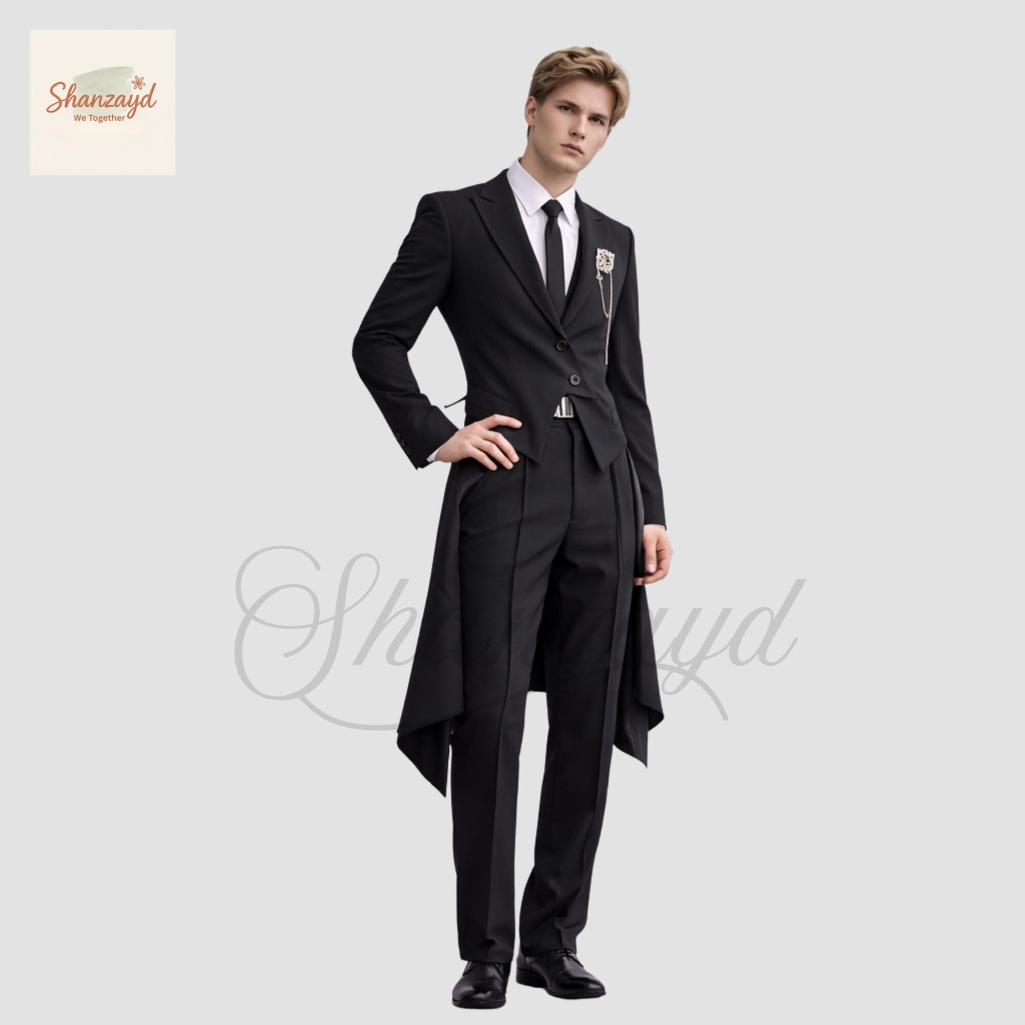 Mens Black Tailcoat Suit, Wedding Groom Tuxedo, Tailcoat Formal Suit, Victorian Morning Suit, Slim Fit Prom, Evening Wear, Custom Made Suit - image 4