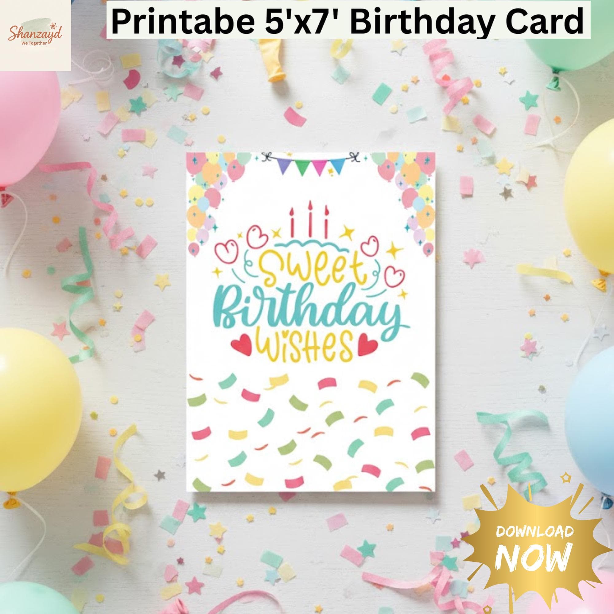 Happy Birthday Card  | Printable birthday card | Kids Birthday Card |birthday card for her| 5x7 card - image 3