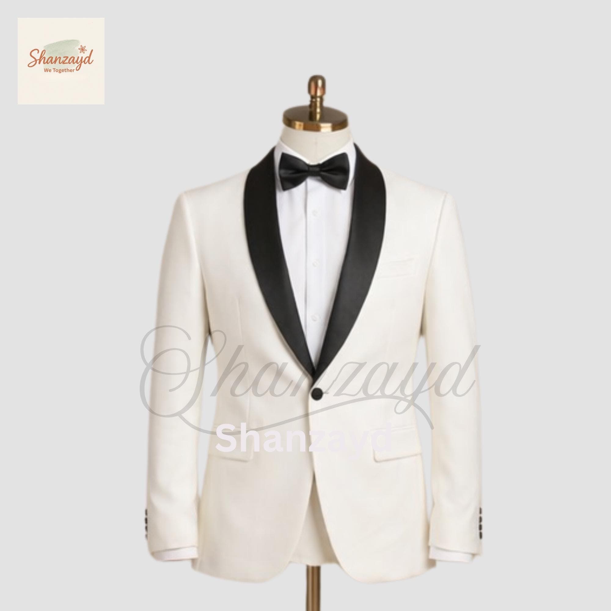 Ivory Tuxedo Suit Men Wedding Groom Suit Black Shawl Lapel Tuxedo Formal Dinner Jacket Prom Suit Groomsmen Outfit Custom Made Suit - image 5