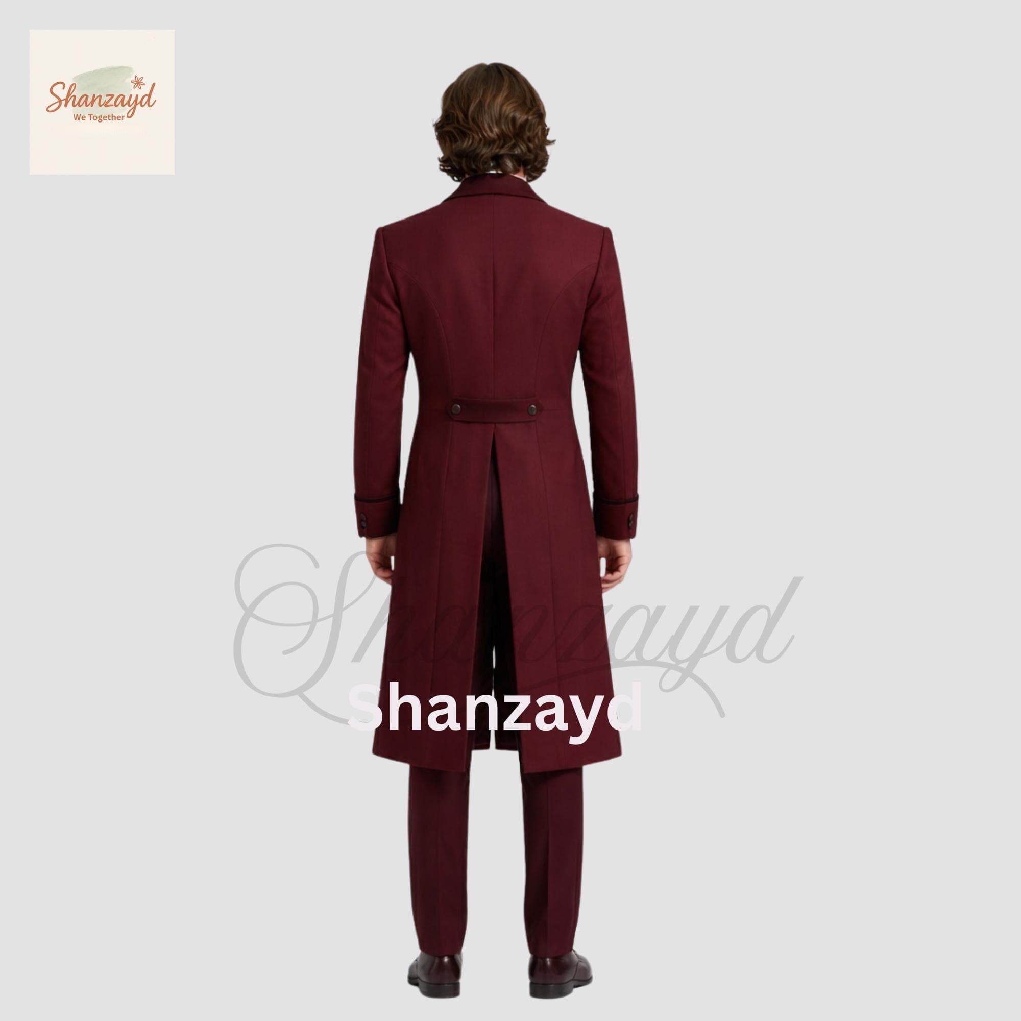 Burgundy Victorian Frock Coat Suit Mens, Gothic Wedding Tailcoat, Regency Long Coat Outfit, Wine Red Formal Suit Custom - image 3