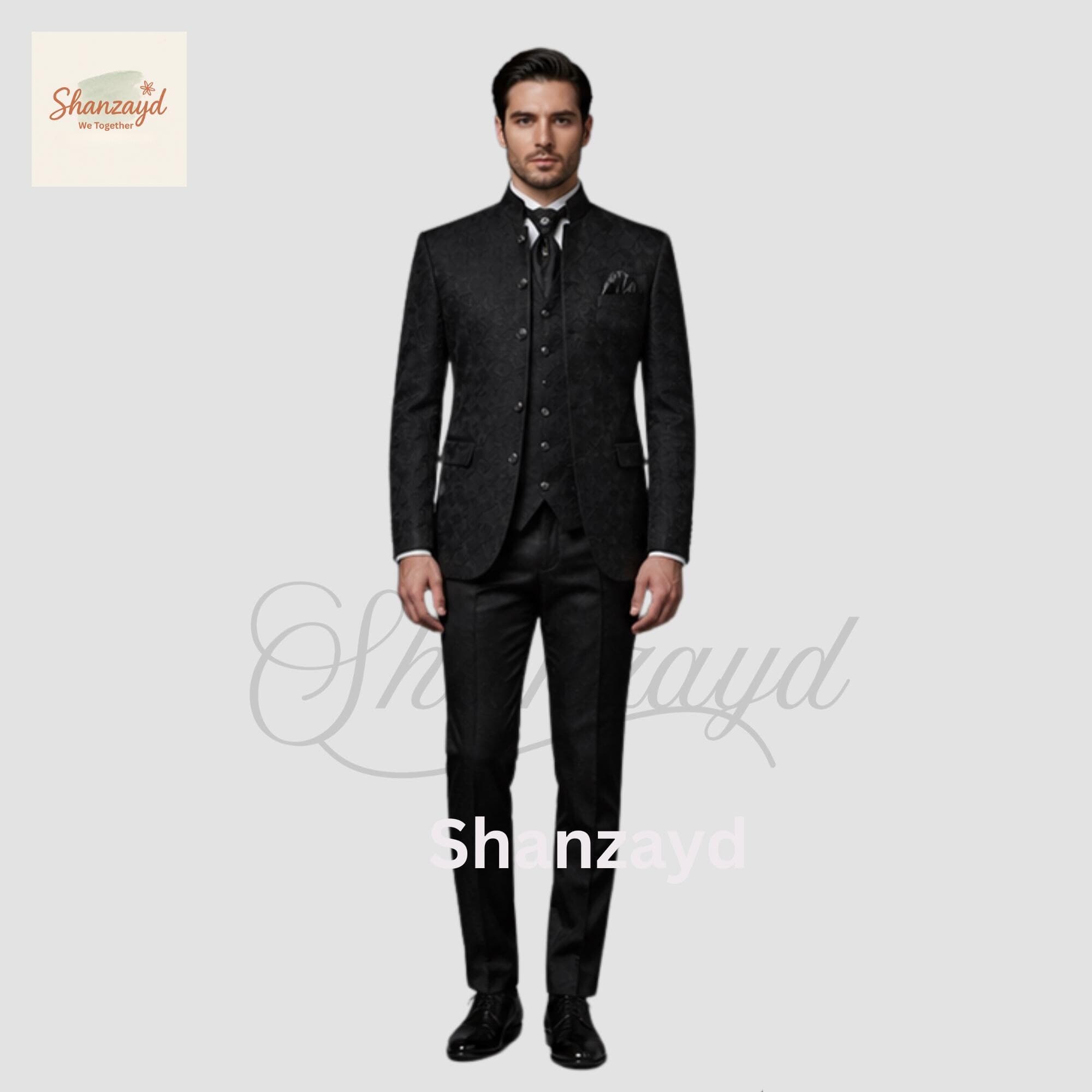 Mens Black Brocade Suit Formal Wedding Suit 3 Piece Tuxedo Groom Suit Victorian Style Jacket Elegant Evening Suit Slim Fit Custom Suit Men
