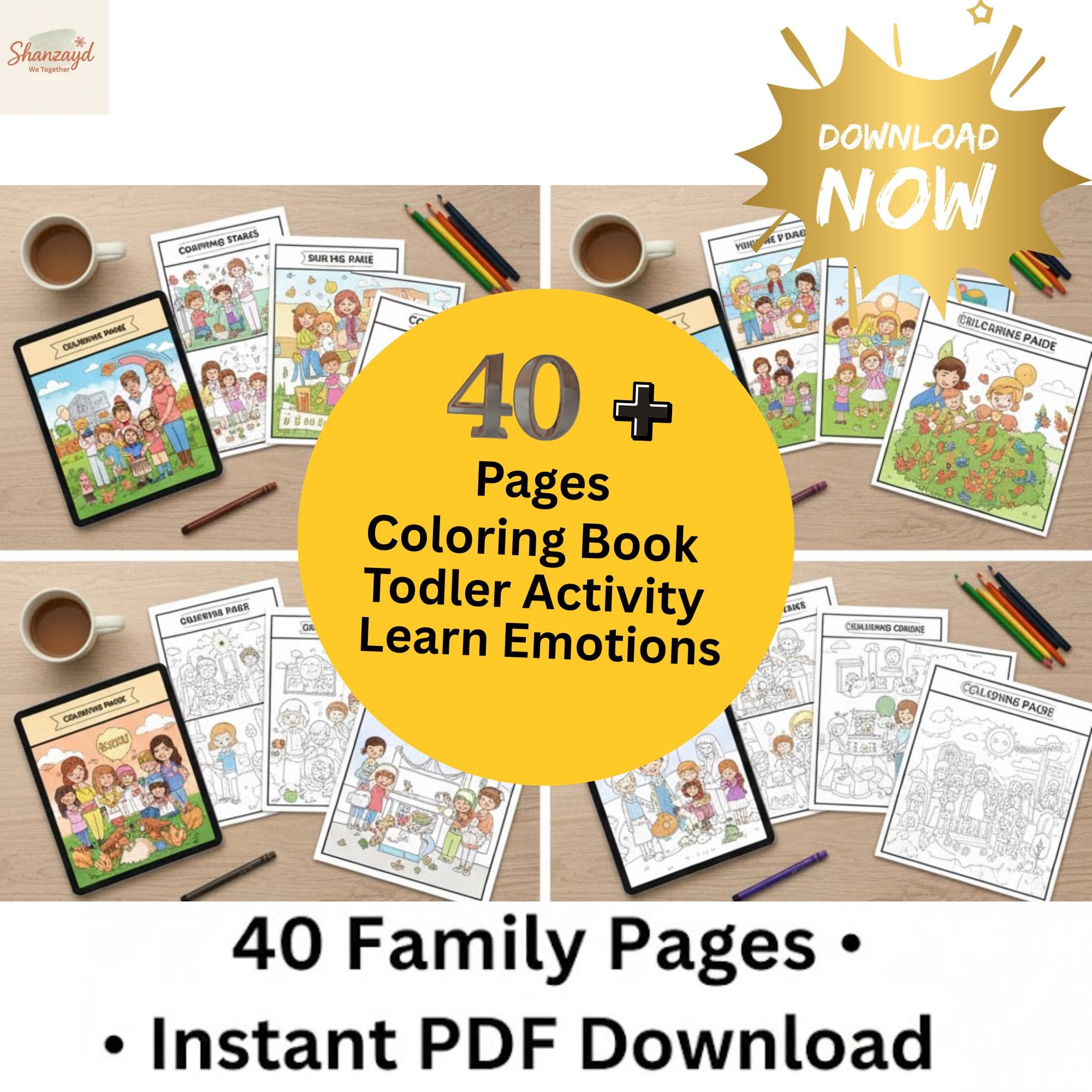 Kids Coloring Book Family Activities Printable PDF Fun Coloring Pages Kids Activity Book Homeschool Activity Instant Download - image 5