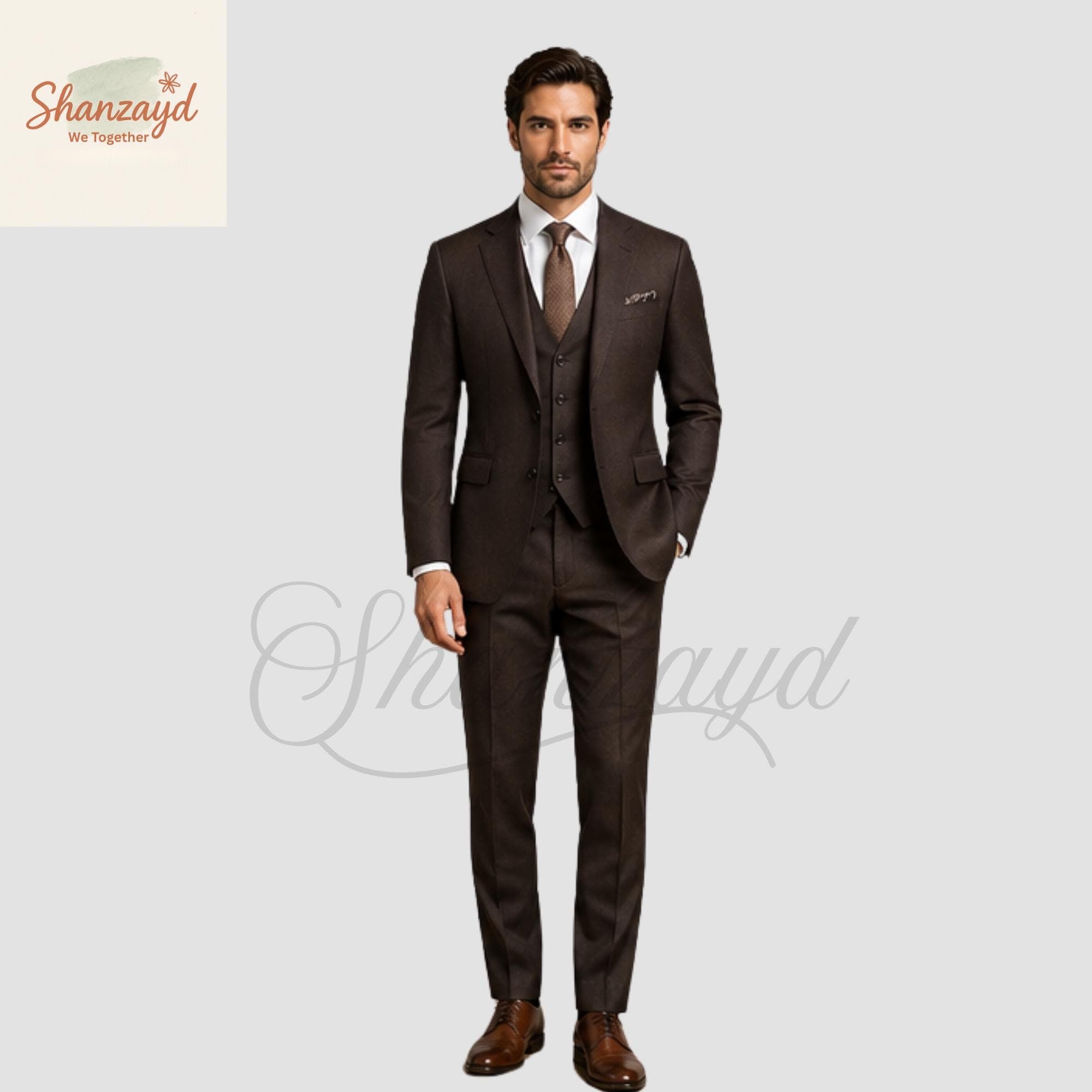 Mens Brown 3 Piece Suit Slim Fit Formal Suit Wedding Suit Groom Suit Business Suit Classic Tailored Suit Vest Pants Set Custom Suit