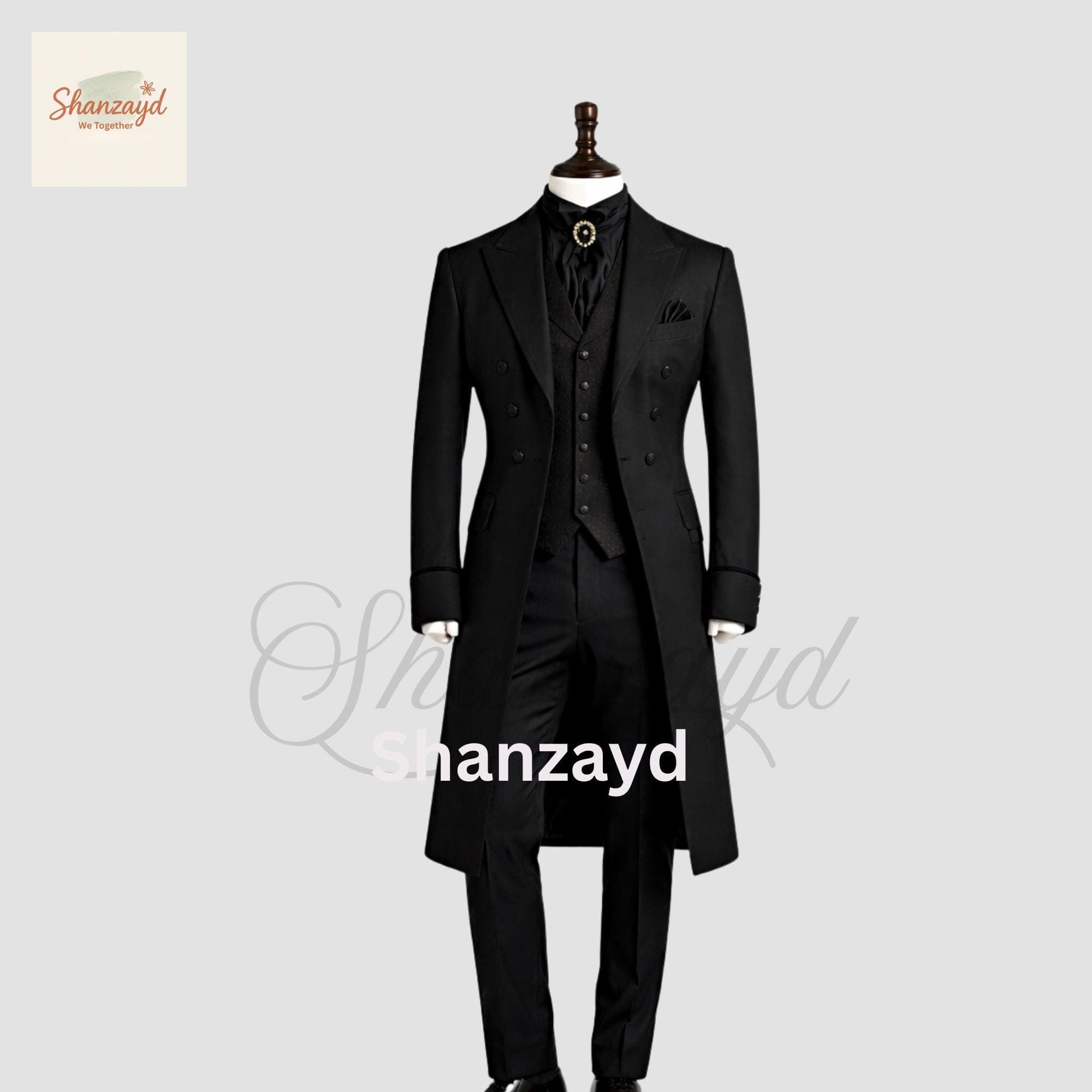 Black Gothic Victorian Frock Coat Suit Mens, Regency Tailcoat Wedding Suit, Double Breasted Long Coat, Vintage Formal Outfit Custom - image 5