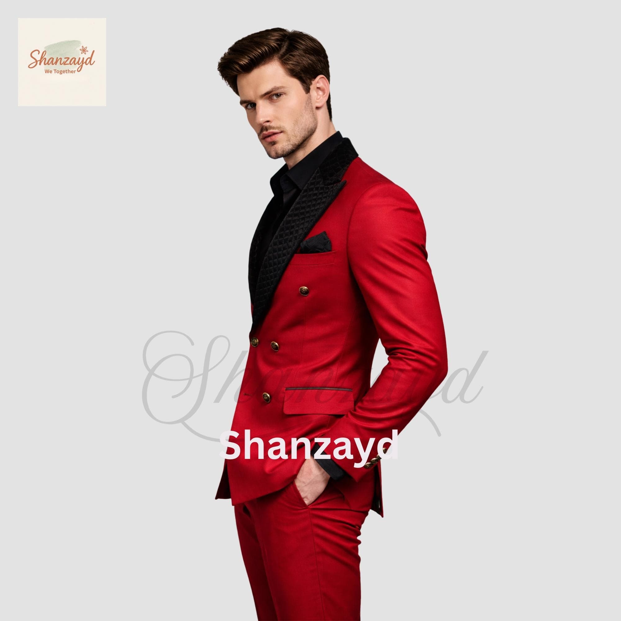 Red Double Breasted Suit Men, Black Shawl Lapel Tuxedo, Mens Wedding Suit, Prom Suit Men, Formal Evening Suit, Slim Fit Groom Suit - image 4